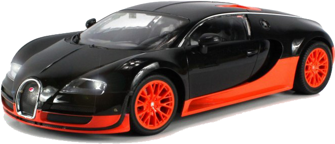 มุมมองด้านข้างของ Bugatti Veyron สีดำส้ม วอลเปเปอร์
