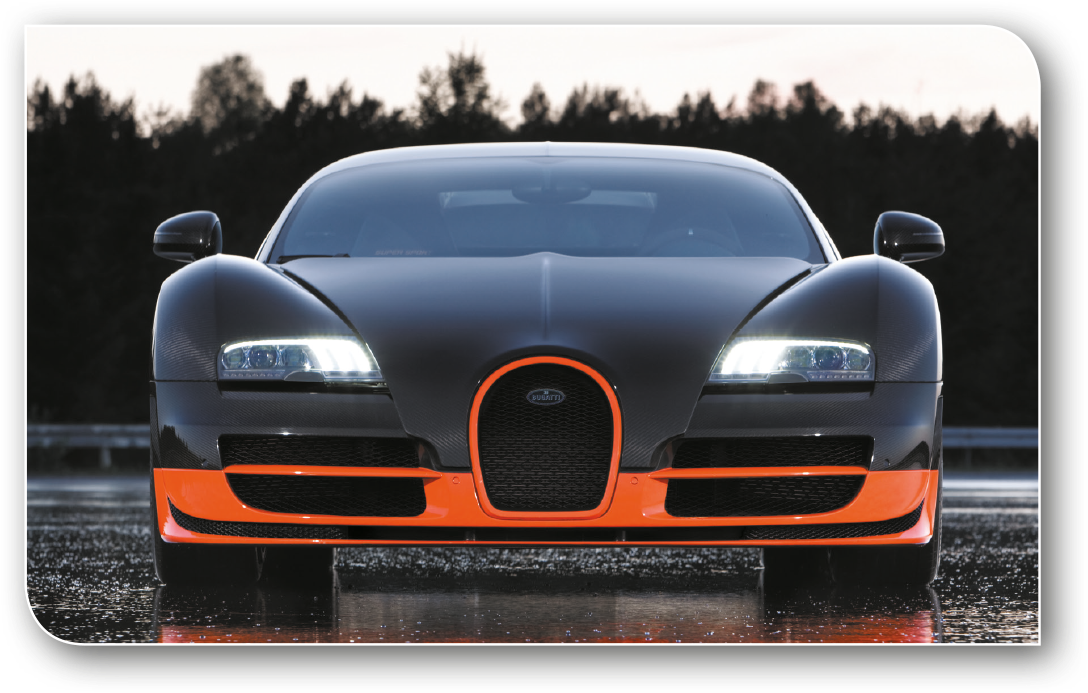 Bugatti Veyron สีส้มดำ มุมมองด้านหน้า วอลเปเปอร์