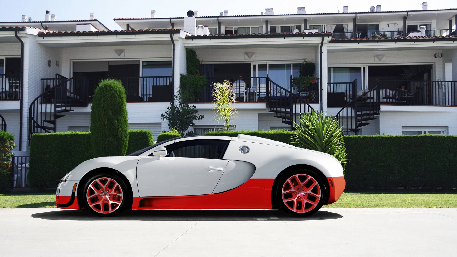 วอลเปเปอร์ Bugatti Veyron สีขาวส้ม — บูแกตติ วอลเปเปอร์