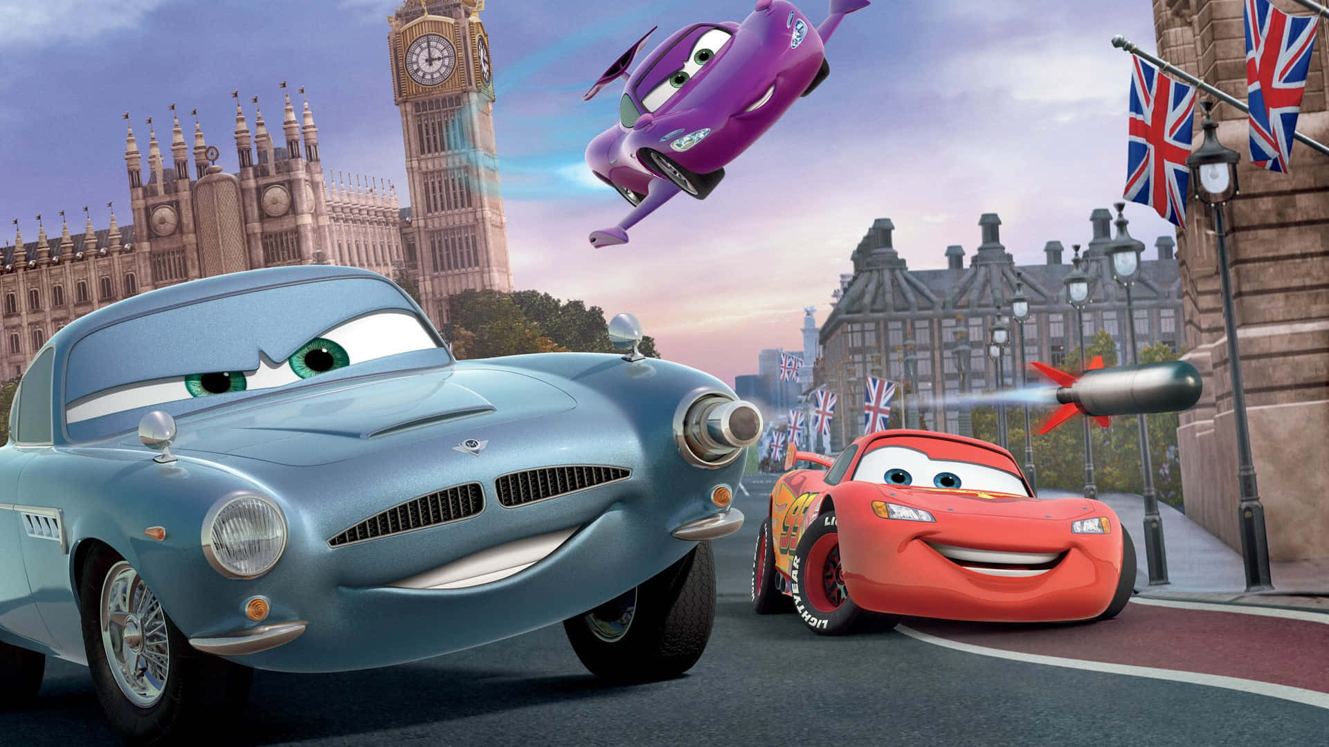 ไลท์นิง แม็คควีน และ เมเตอร์ คู่หูใน Cars 2 วอลเปเปอร์
