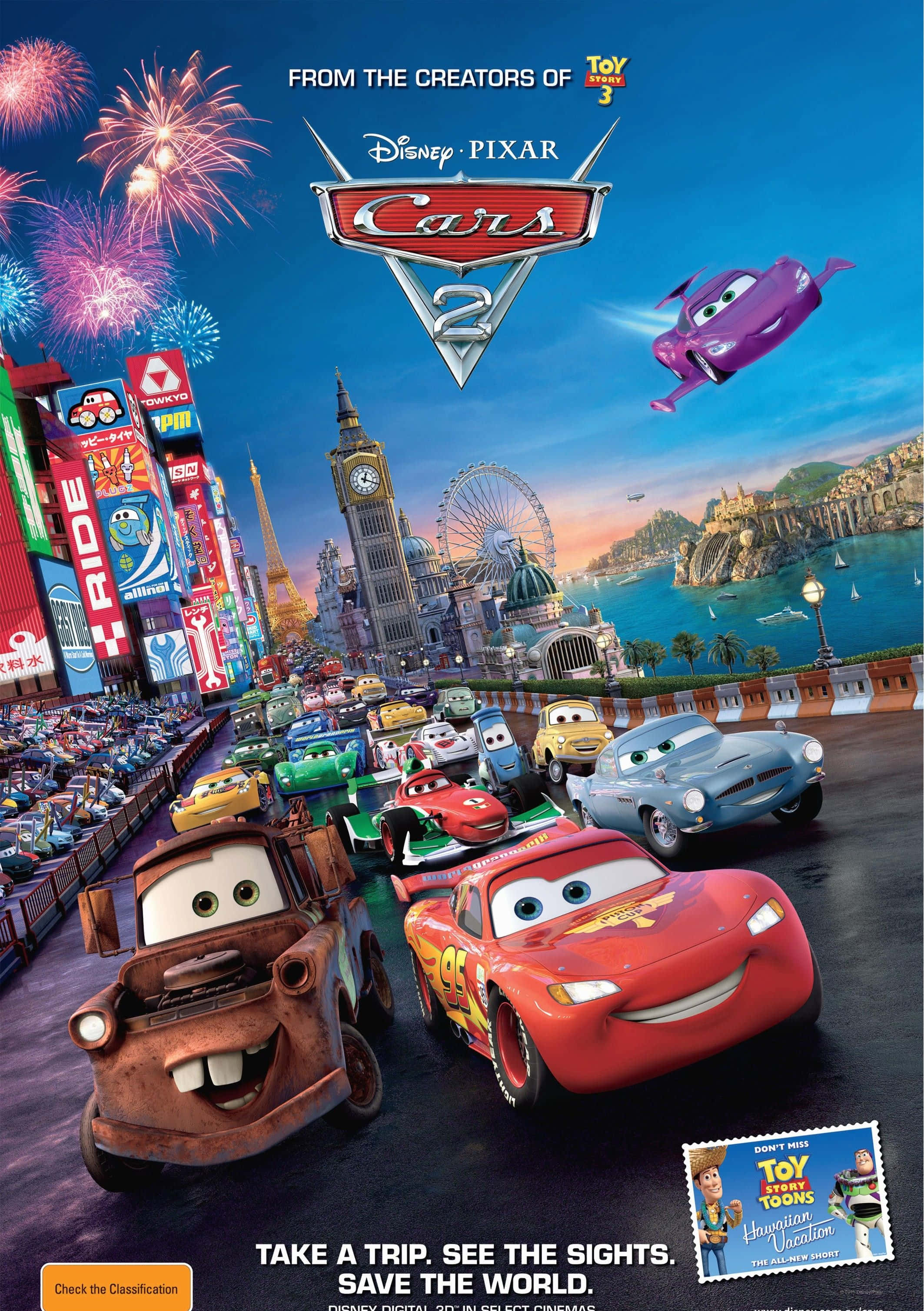 เตรียมพร้อมสำหรับการผจญภัยแข่งรถสุดยอดใน Cars 2! วอลเปเปอร์