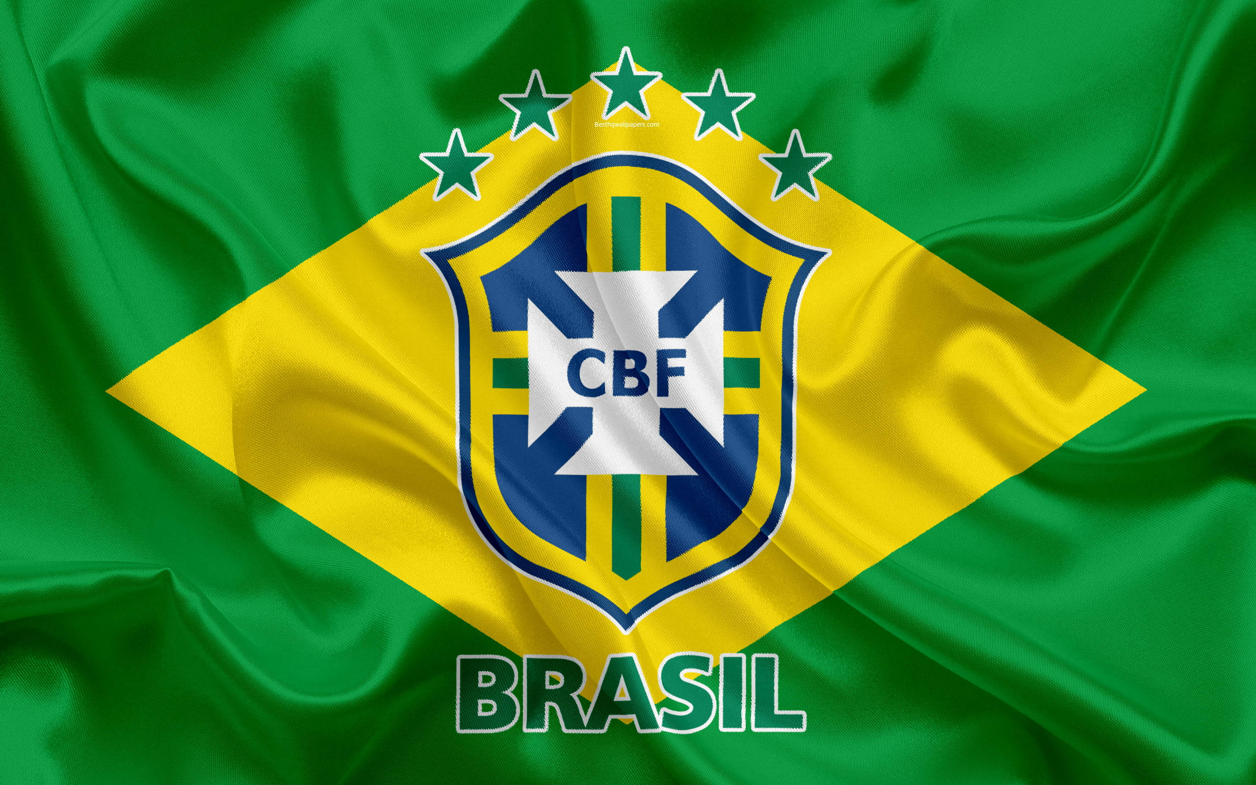 ธงชาติบราซิลพร้อมโลโก้ทีมฟุตบอลบราซิล CBF วอลเปเปอร์