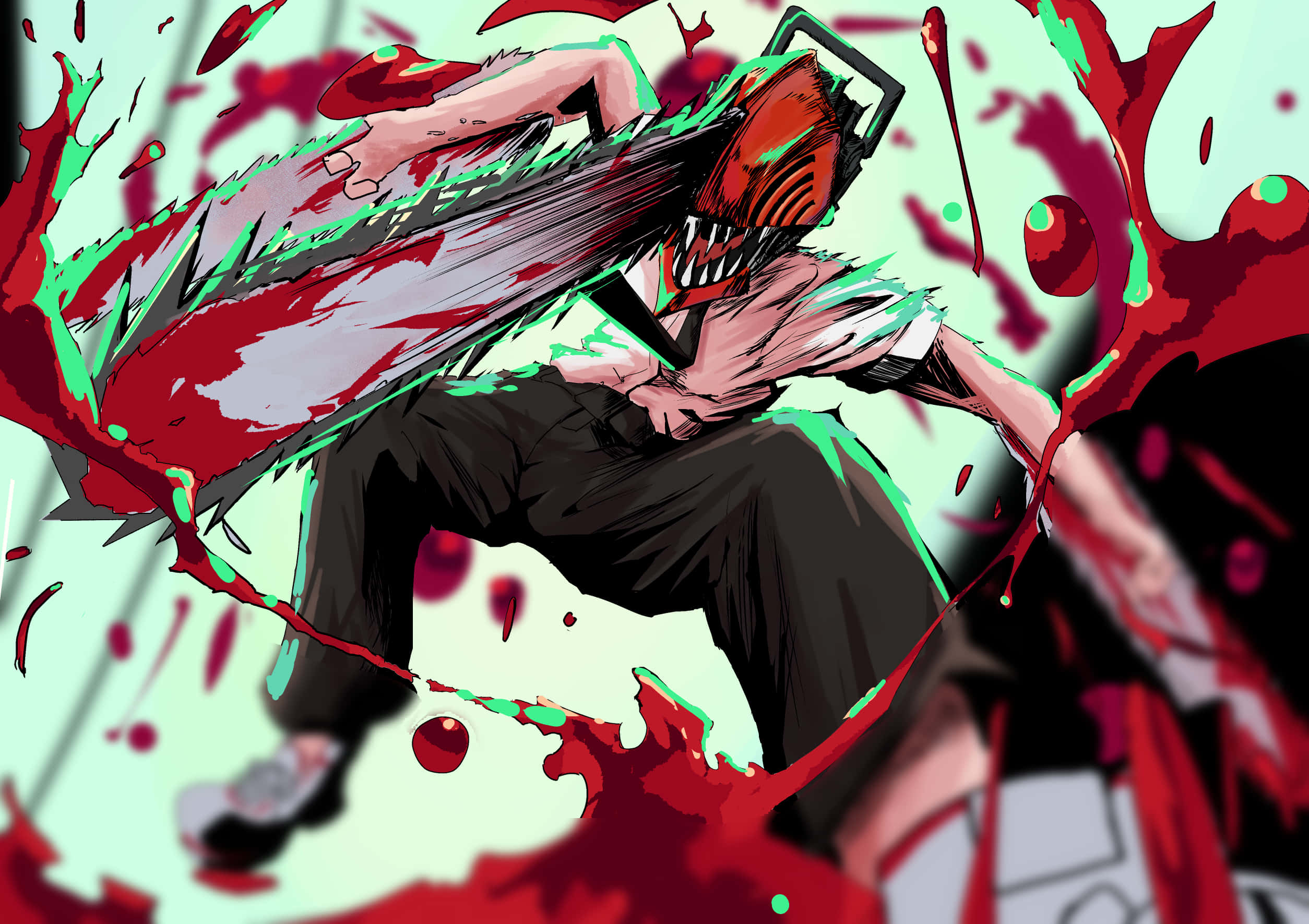 รูปโปรไฟล์ Chainsaw Man เปื้อนเลือด วอลเปเปอร์