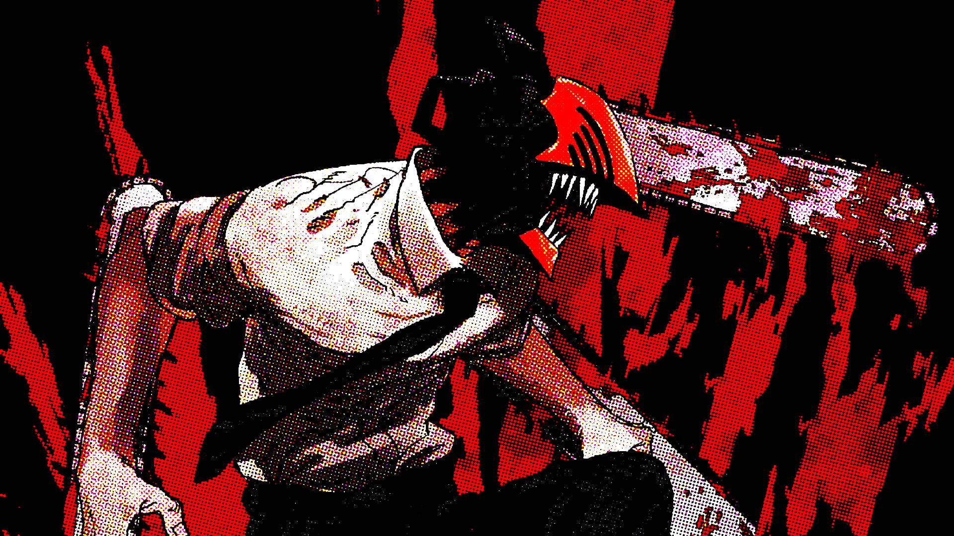 อนิเมะสีแดง Chainsaw Man วอลเปเปอร์