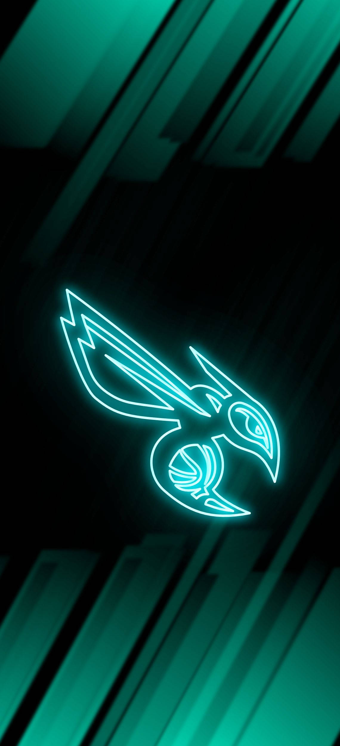 สัญลักษณ์ Charlotte Hornets ในสีเขียวนีออน วอลเปเปอร์