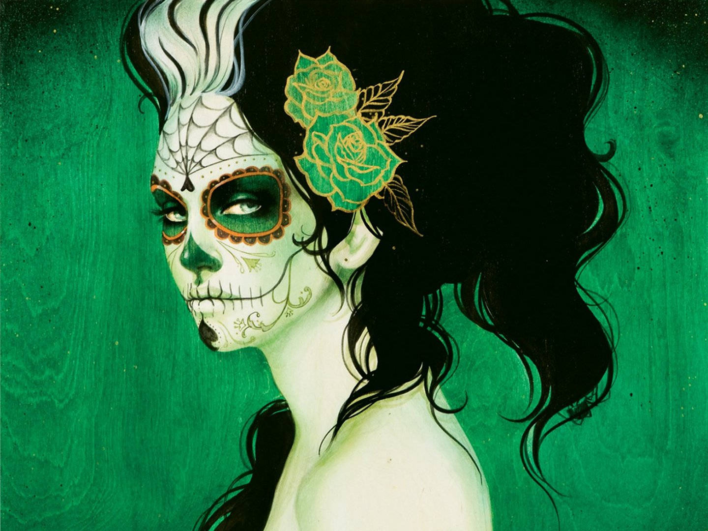 Chola Sugar Skulls สีเขียว วอลเปเปอร์