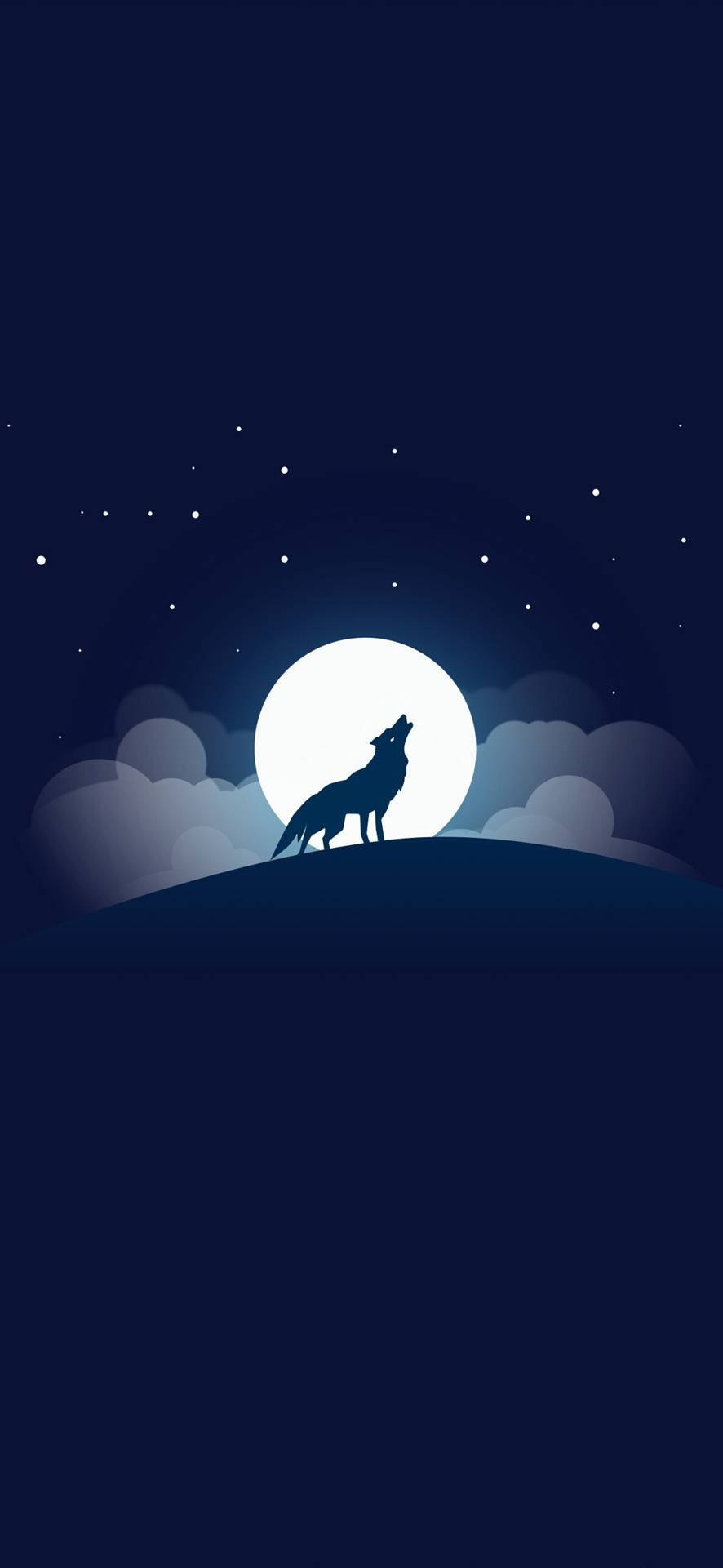 Cute Wolf Full Moon Vector วอลเปเปอร์