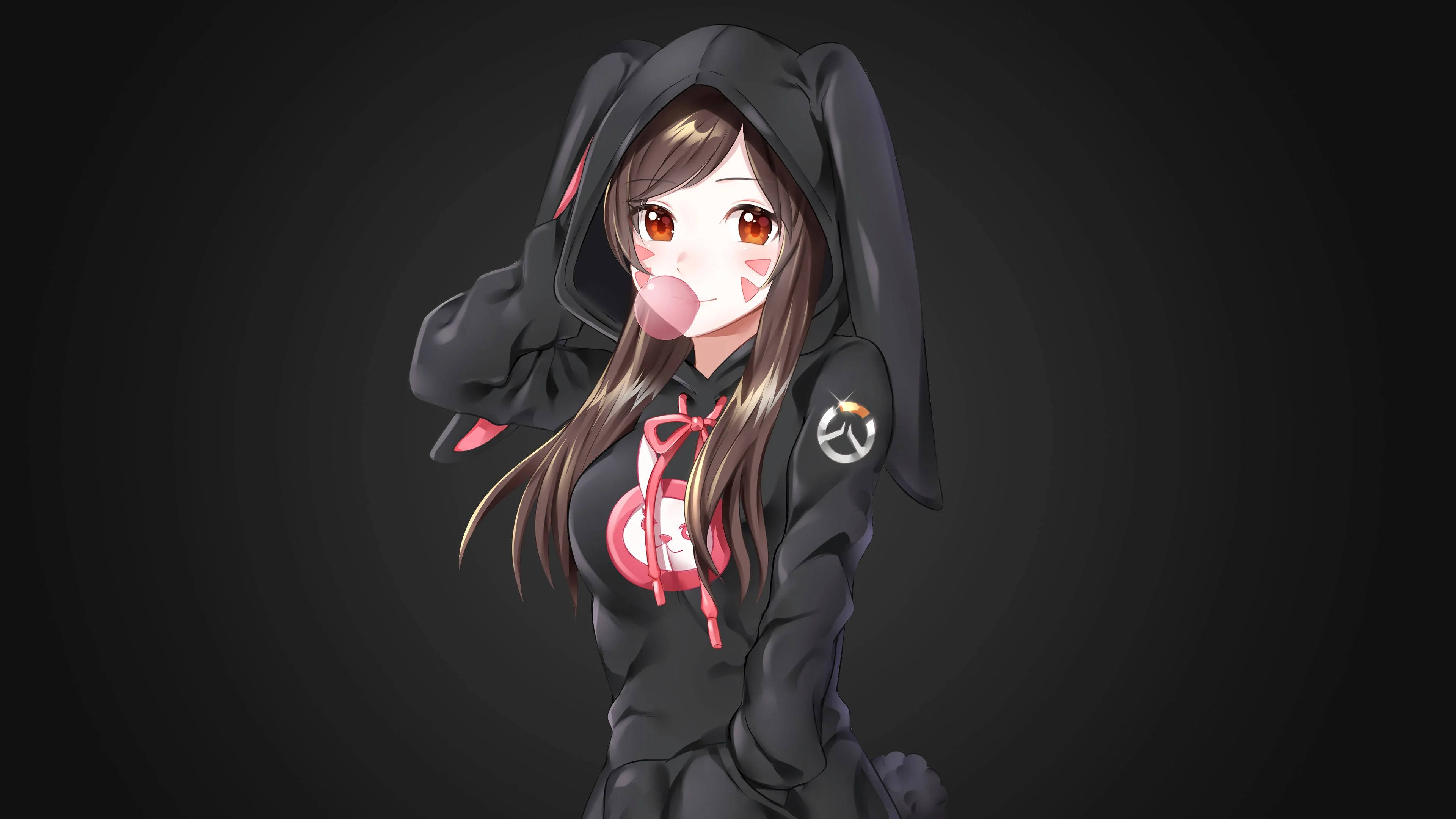 สาวอนิเมะใส่ฮู้ด D.Va วอลเปเปอร์