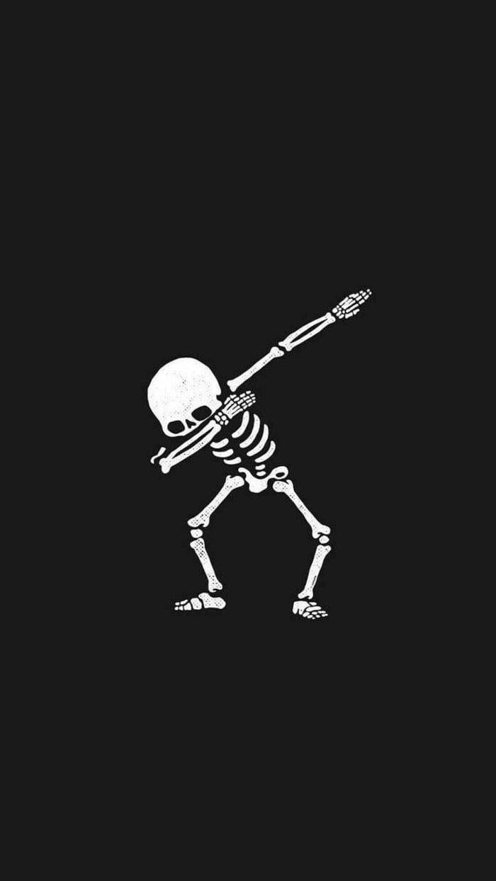 โครงกระดูกน่ารักทำท่า Dab สำหรับ iPhone วอลเปเปอร์