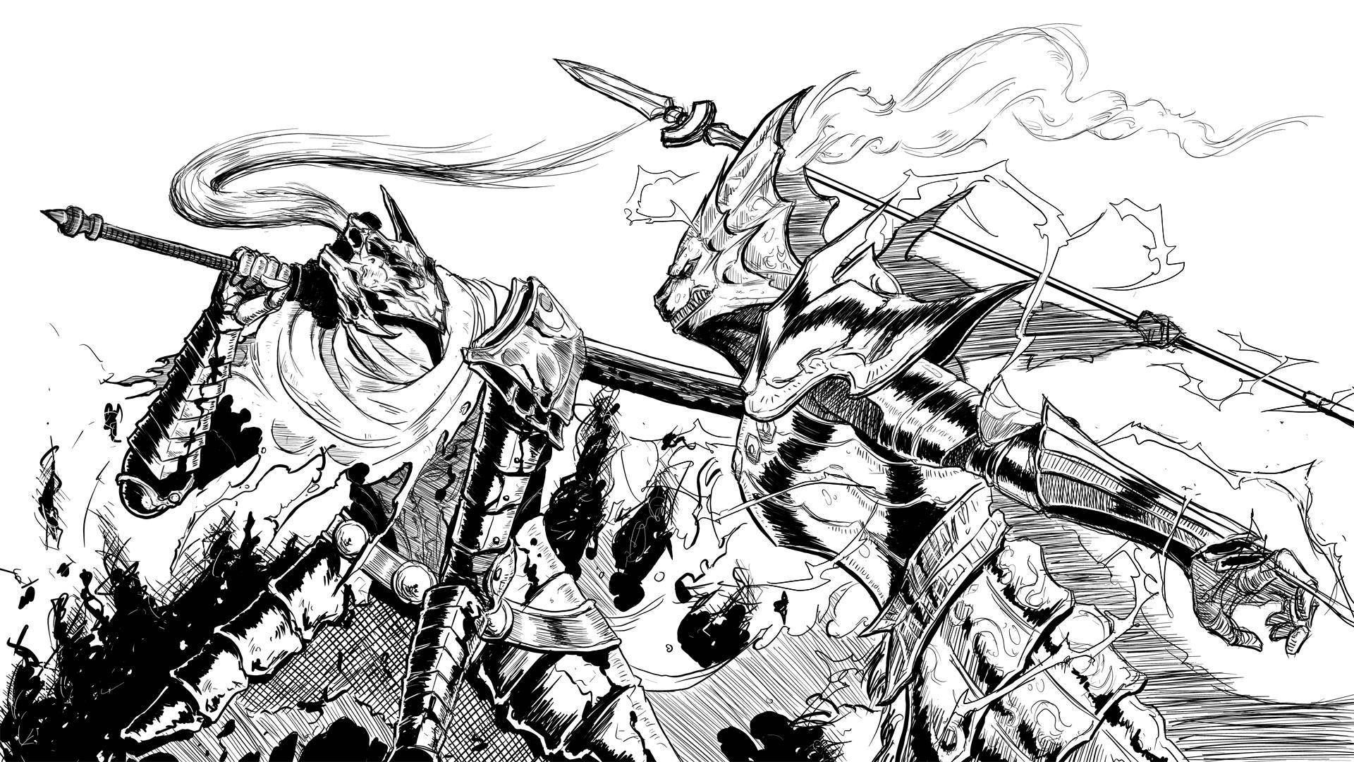 ภาพวาดเท่ Dark Souls วอลเปเปอร์