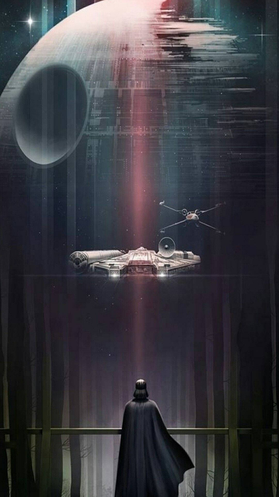 Death Star และ Darth Vader วอลเปเปอร์มือถือ Star Wars วอลเปเปอร์