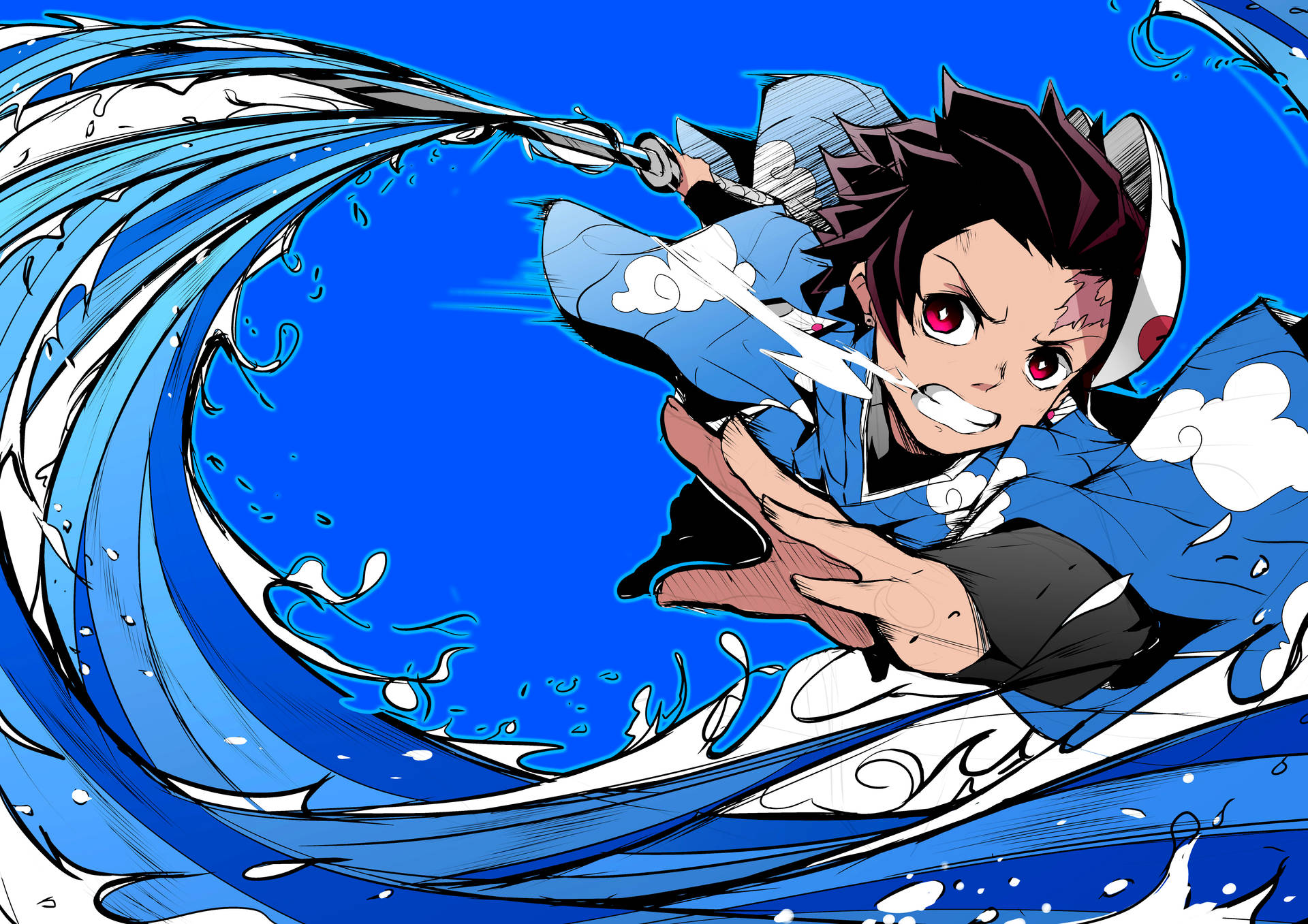 วอลเปเปอร์ Demon Slayer 4k Tanjiro สีน้ำเงิน — ดาบพิฆาตอสูร 4K GIF วอลเปเปอร์