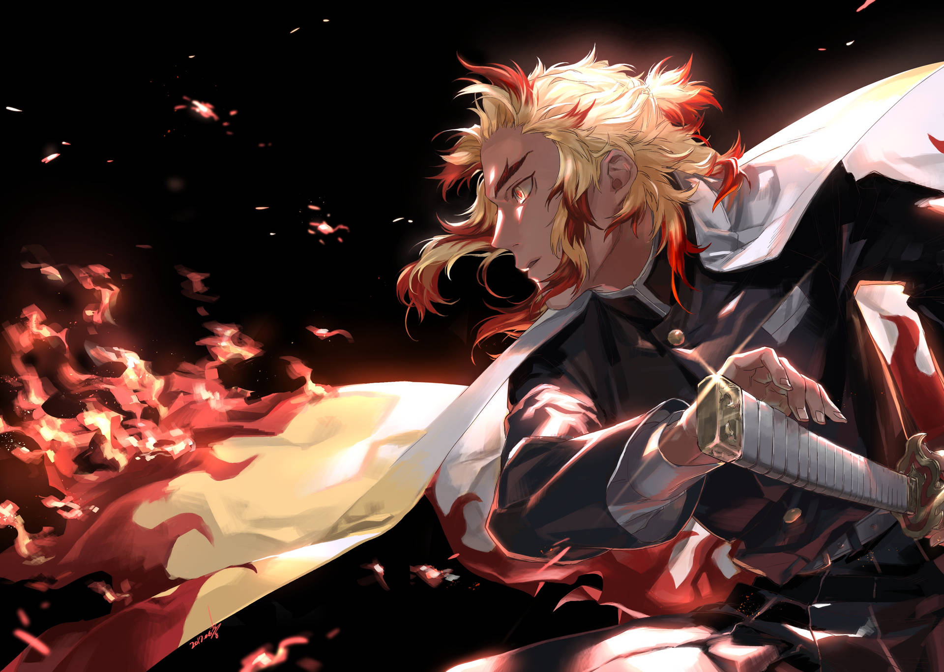 วอลเปเปอร์ Demon Slayer 4k Rengoku ไฟ — ดาบพิฆาตอสูร 4K GIF วอลเปเปอร์