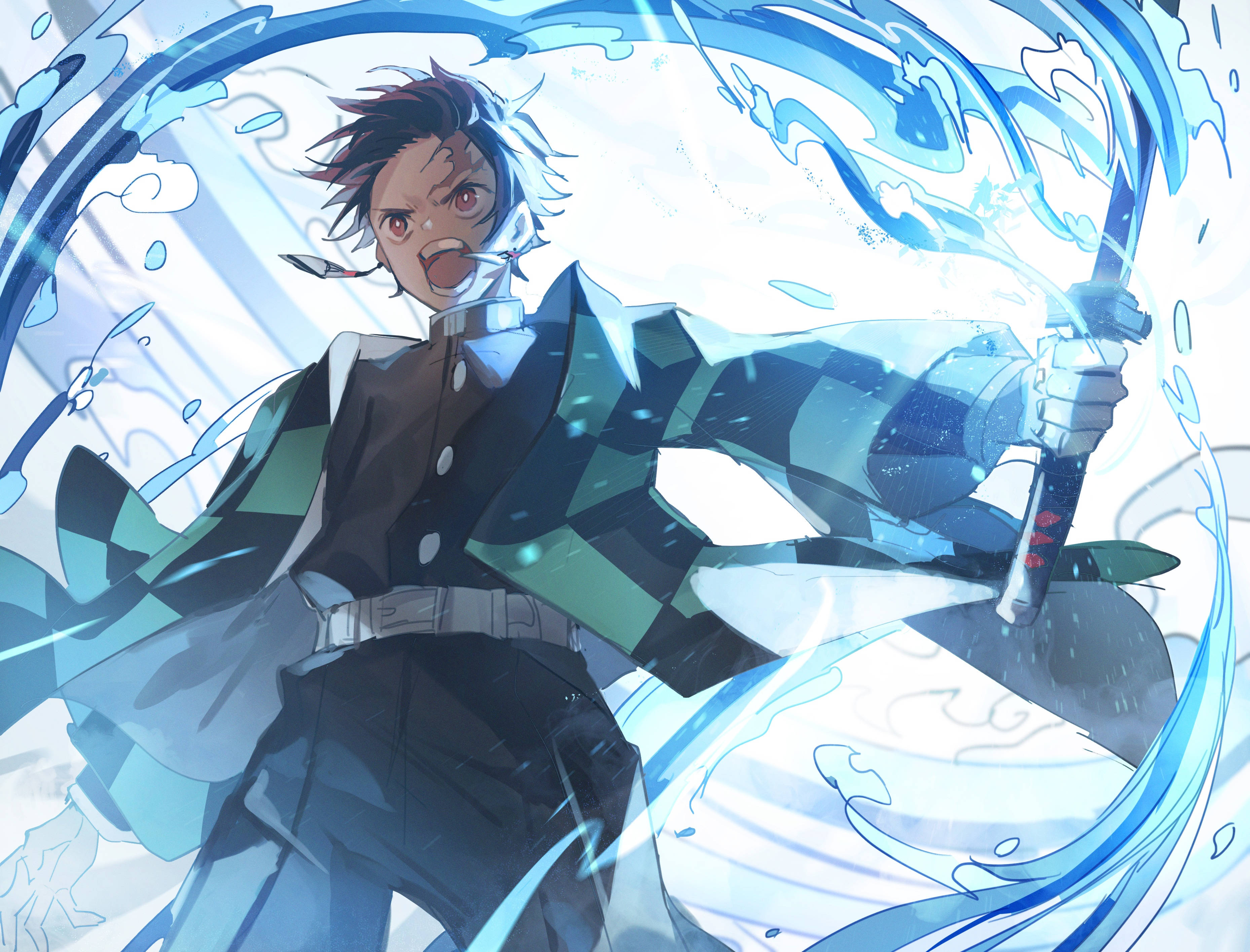 Demon Slayer 4K Tanjiro น้ำ วอลเปเปอร์