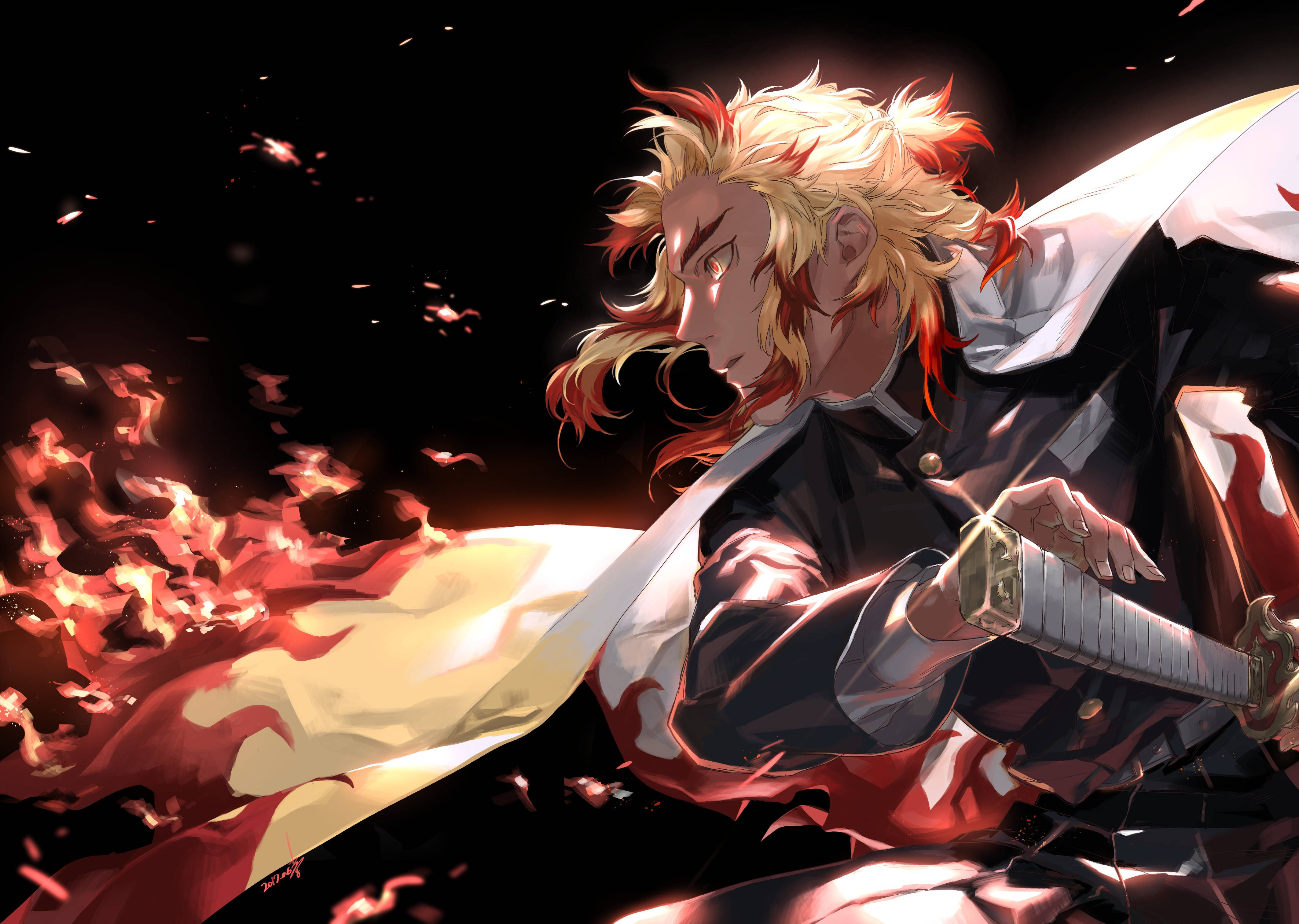 Demon Slayer 4K Rengoku ไฟ วอลเปเปอร์