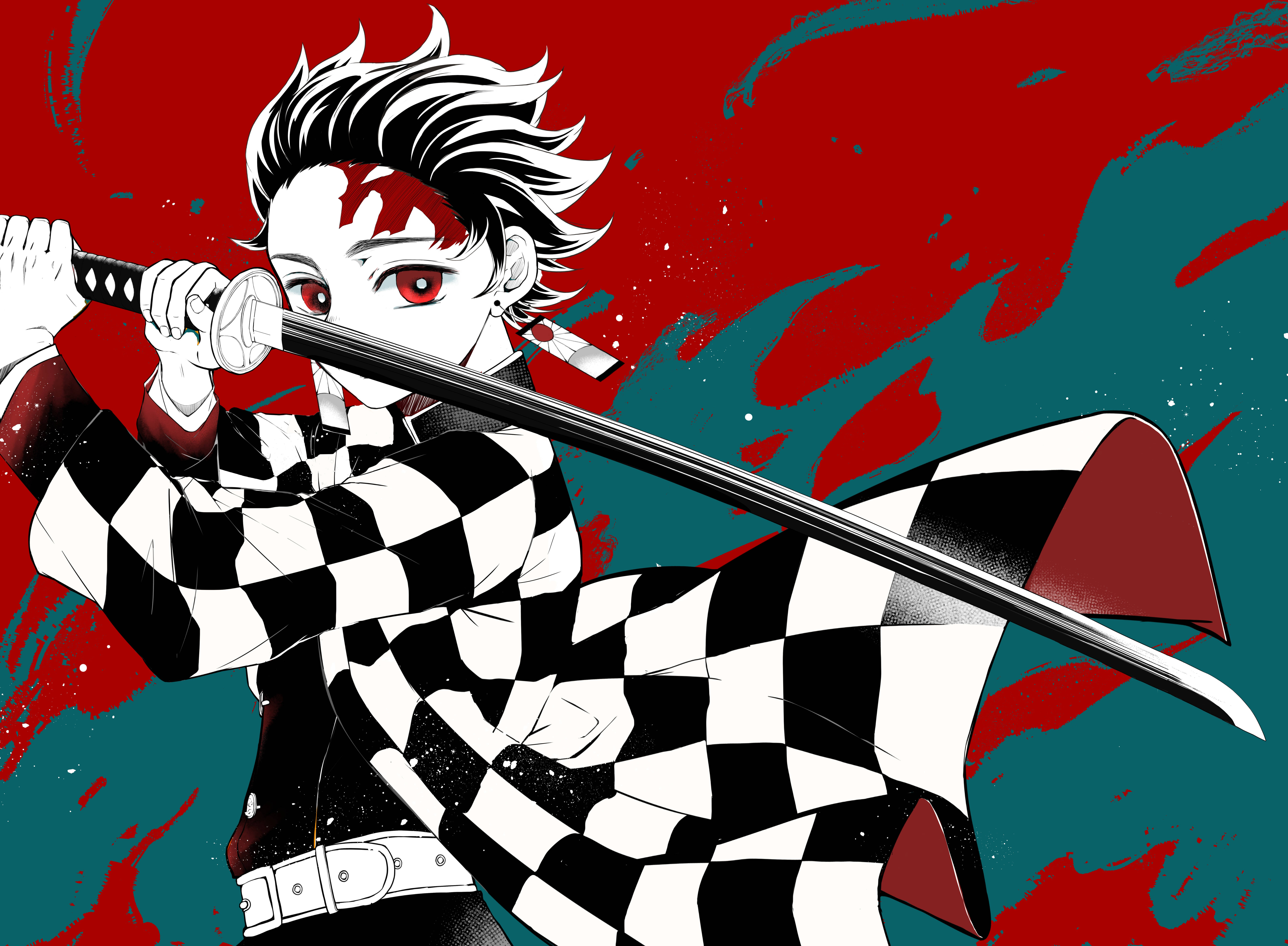 Demon Slayer 4K Tanjiro สีเขียว วอลเปเปอร์