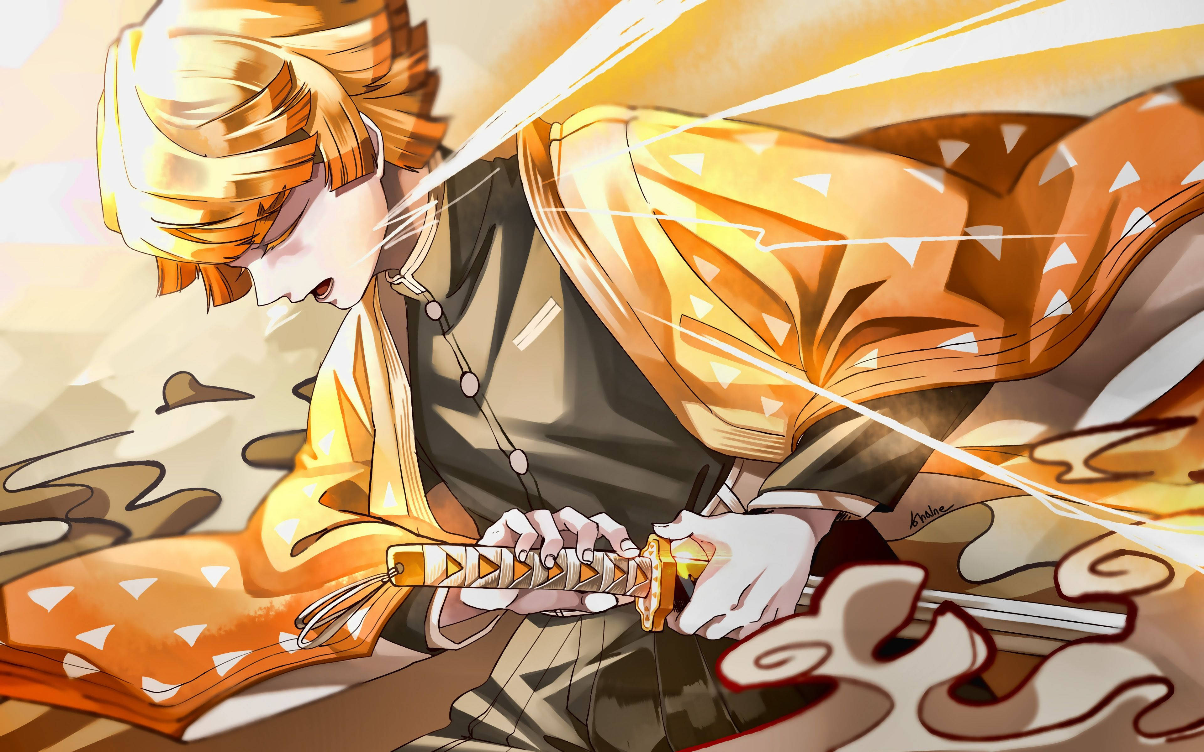 เซนิตสึ อากาสึมะ ปลดปล่อยพลังหายใจสายฟ้าใน Demon Slayer วอลเปเปอร์