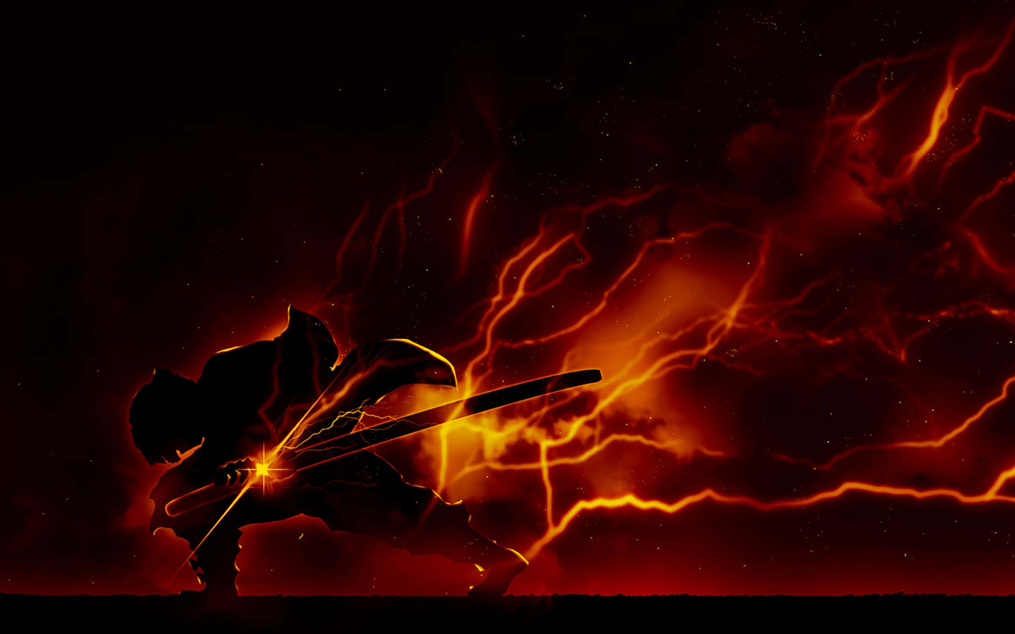 Demon Slayer Zenitsu พลังเพลิง 4K วอลเปเปอร์