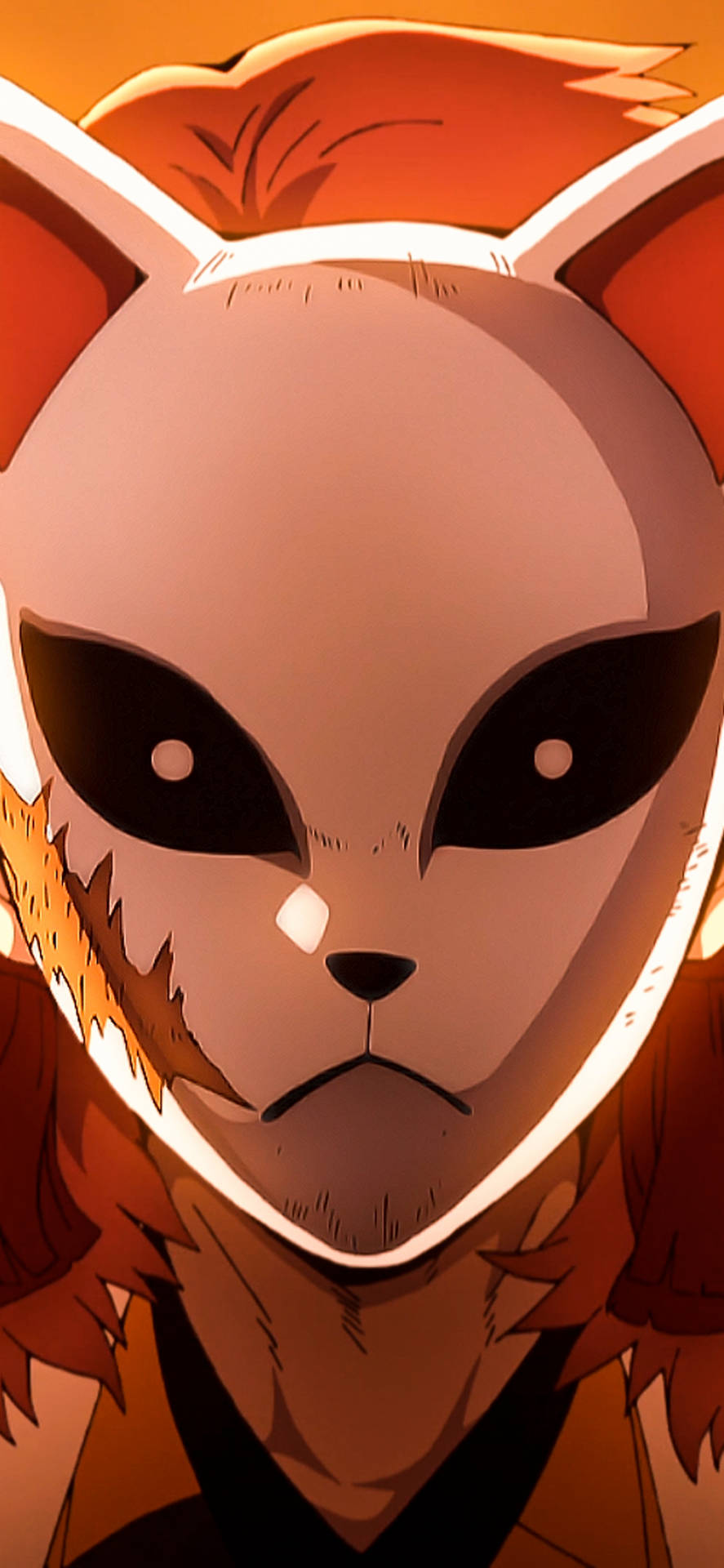 วอลเปเปอร์ Demon Slayer ของซาบิโตะสวมหน้ากากจิ้งจอกสีขาวมีรอยแผลเป็น — ดาบพิฆาตอสูร วอลเปเปอร์