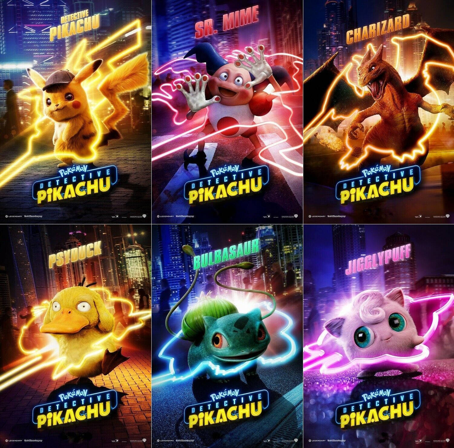 โปสเตอร์โปเกมอนต่างๆ จากภาพยนตร์ Detective Pikachu วอลเปเปอร์