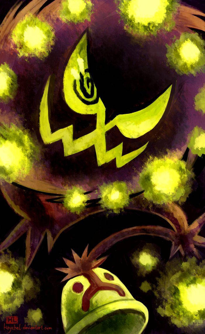 ผลงานจาก Deviantart: Spiritomb สีเขียวเรืองแสงจากโปเกมอนในเงามืด วอลเปเปอร์
