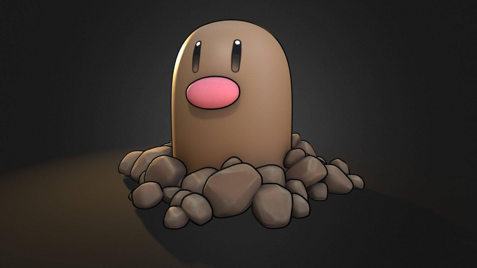 Diglett โปเกมอนประเภทพื้นดิน พื้นหลังสีดำ วอลเปเปอร์