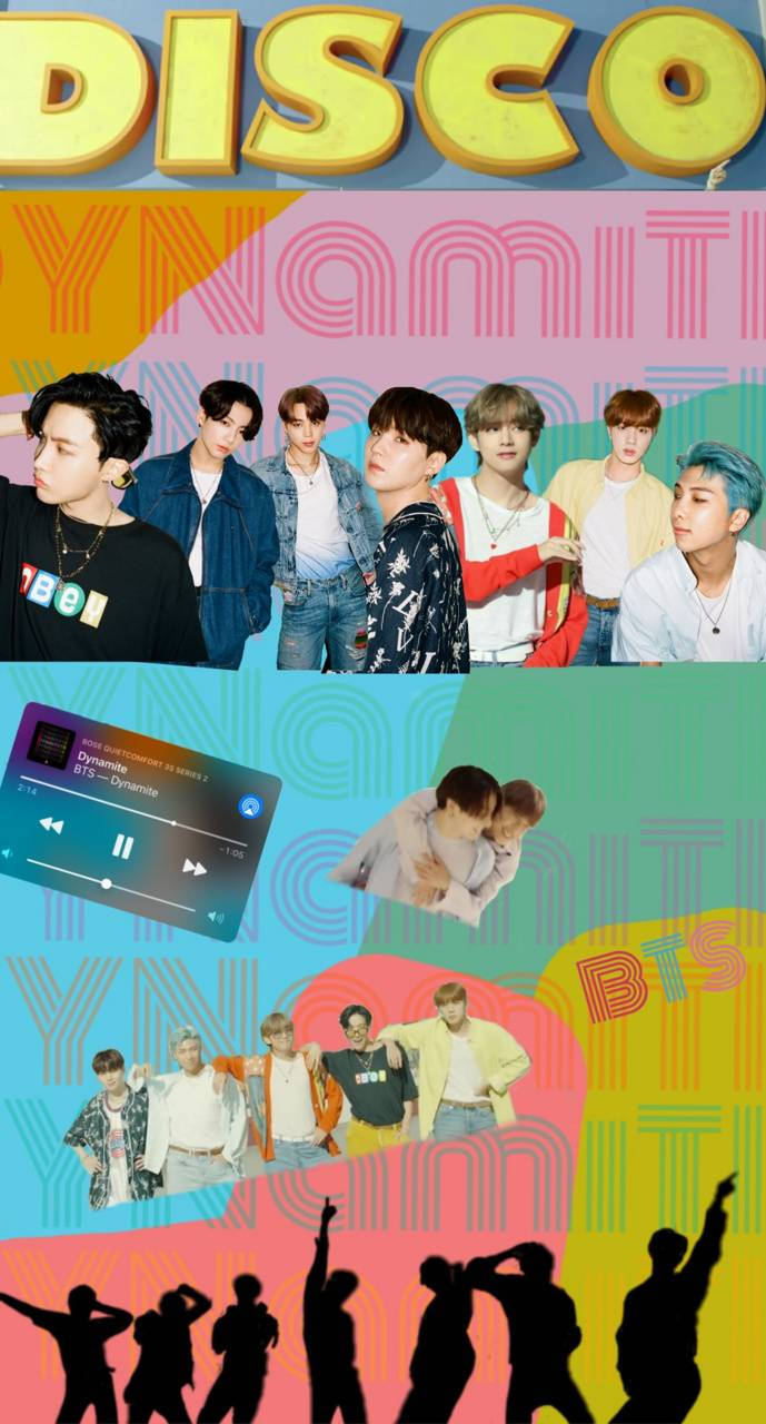 คอลลาจ Disco Aesthetic BTS Dynamite วอลเปเปอร์