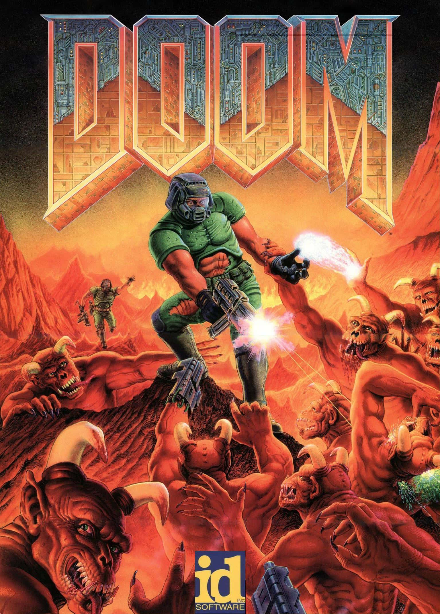 Doom Guy สู้กับมอนสเตอร์ พื้นหลัง Pixel 3xl Doom Eternal วอลเปเปอร์