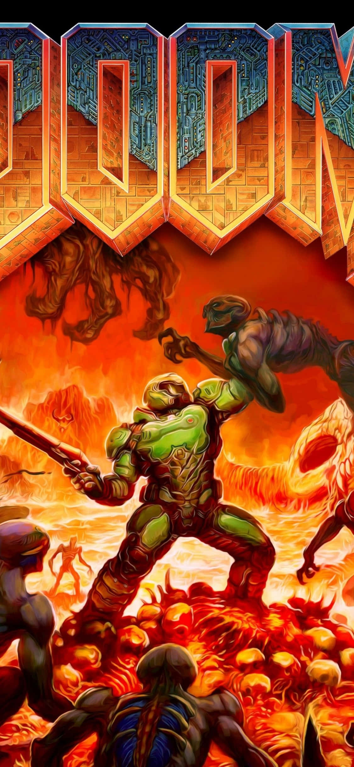 Doom Hell iPhone Xs พื้นหลัง วอลเปเปอร์