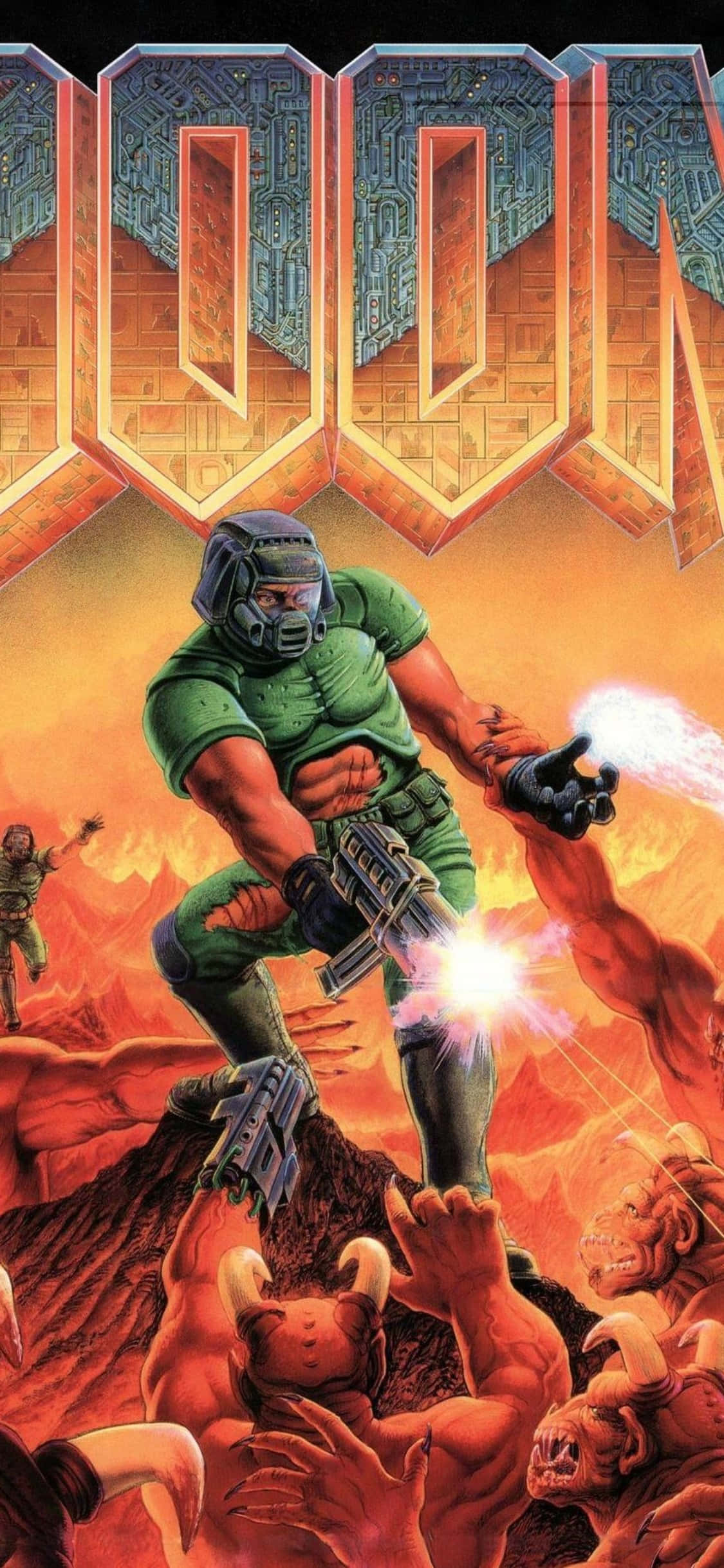 พื้นหลังอาวุธปีศาจ Doom iPhone Xs วอลเปเปอร์