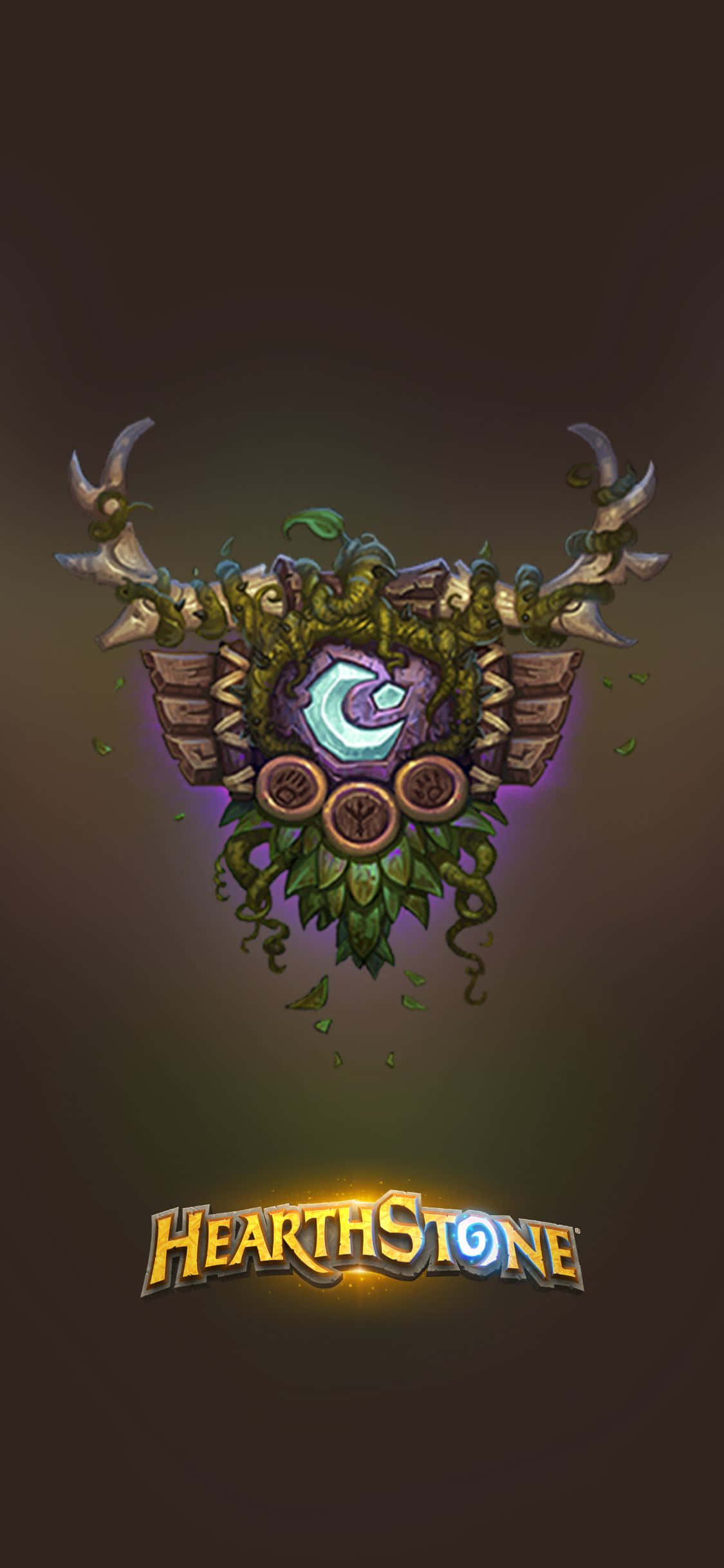 ตราสัญลักษณ์ดรูอิด พื้นหลัง Hearthstone สำหรับ iPhone XS วอลเปเปอร์