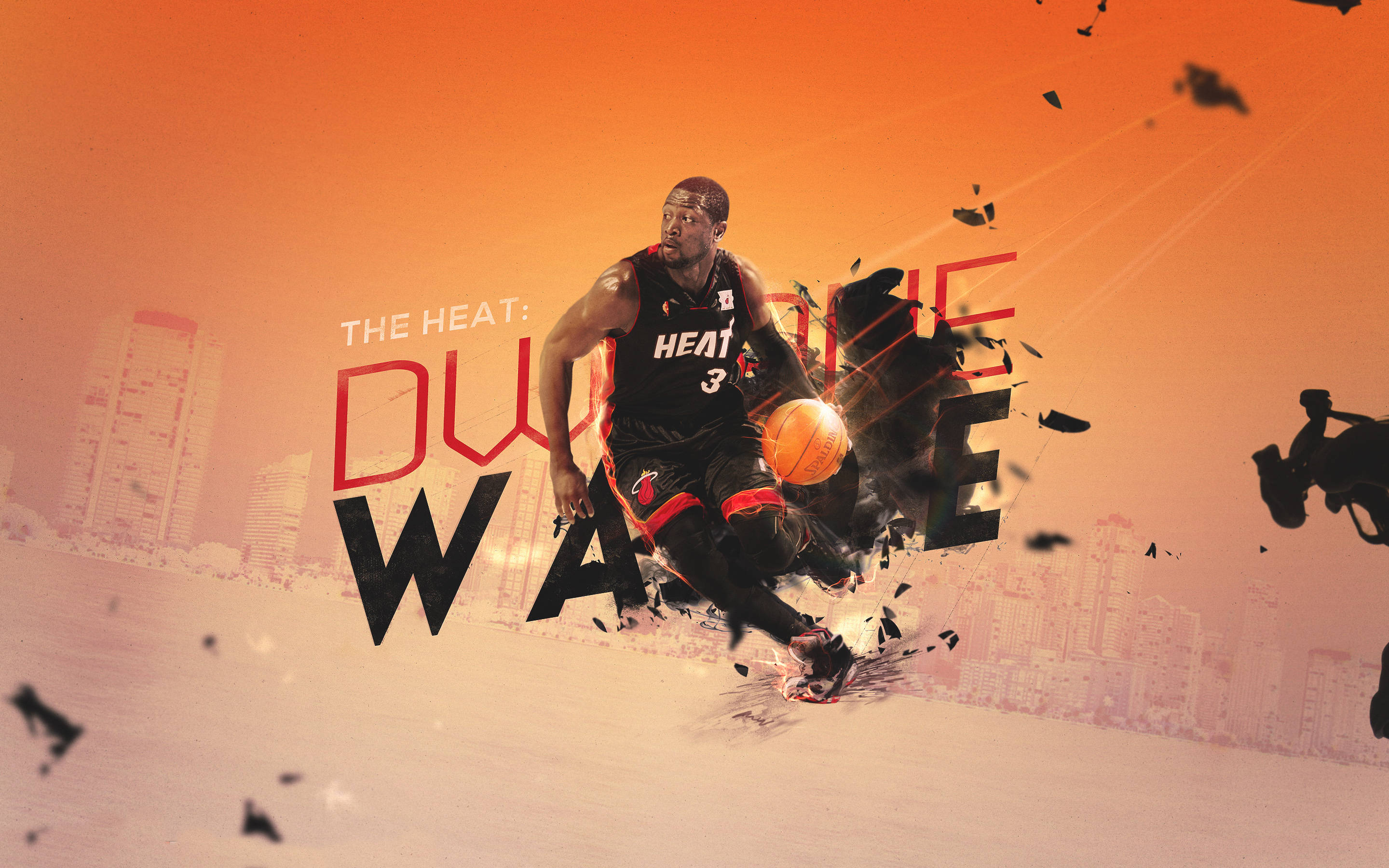 ผลงานดิจิทัลอาร์ตของ Dwyane Wade ทีม Miami Heat วอลเปเปอร์