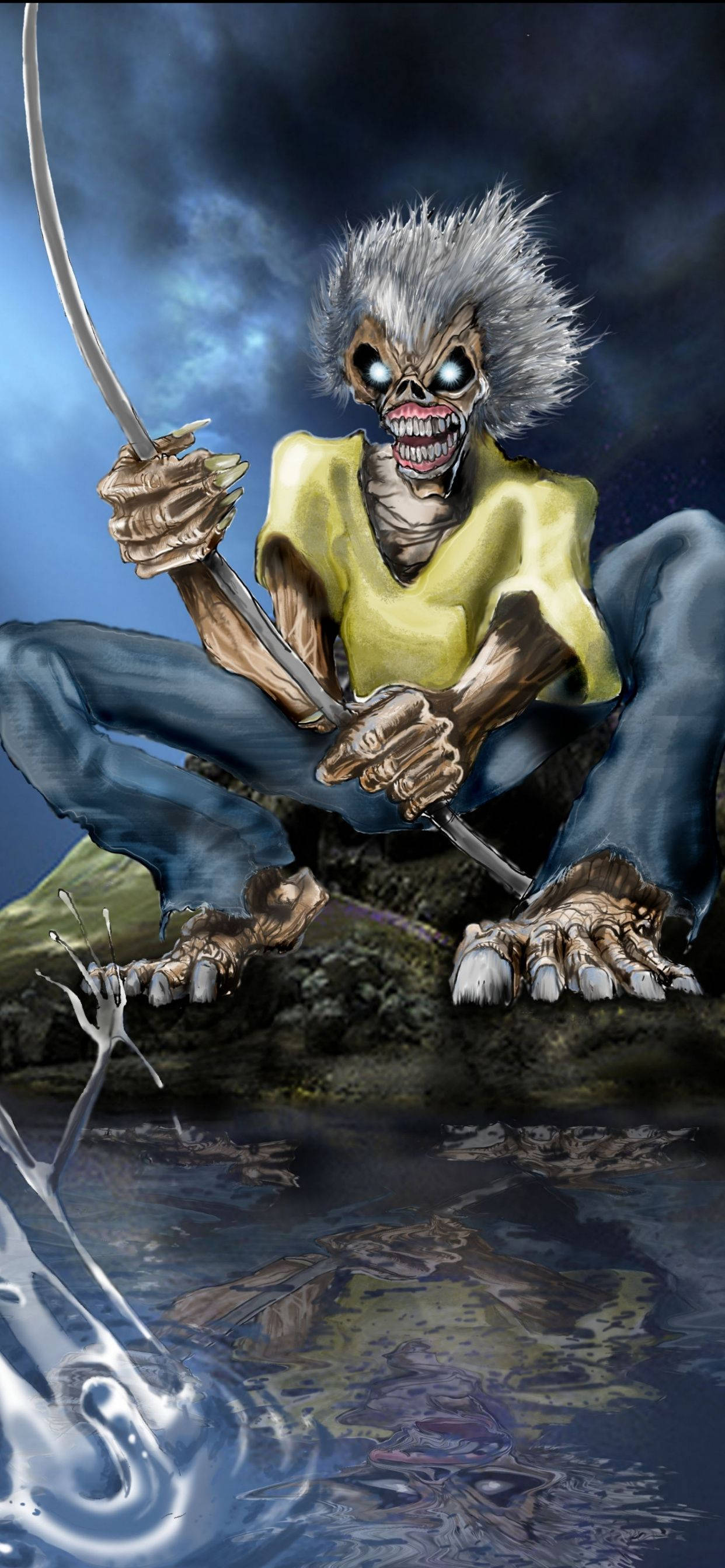 Eddie แห่ง Iron Maiden พร้อมดาบคาตานะ วอลเปเปอร์