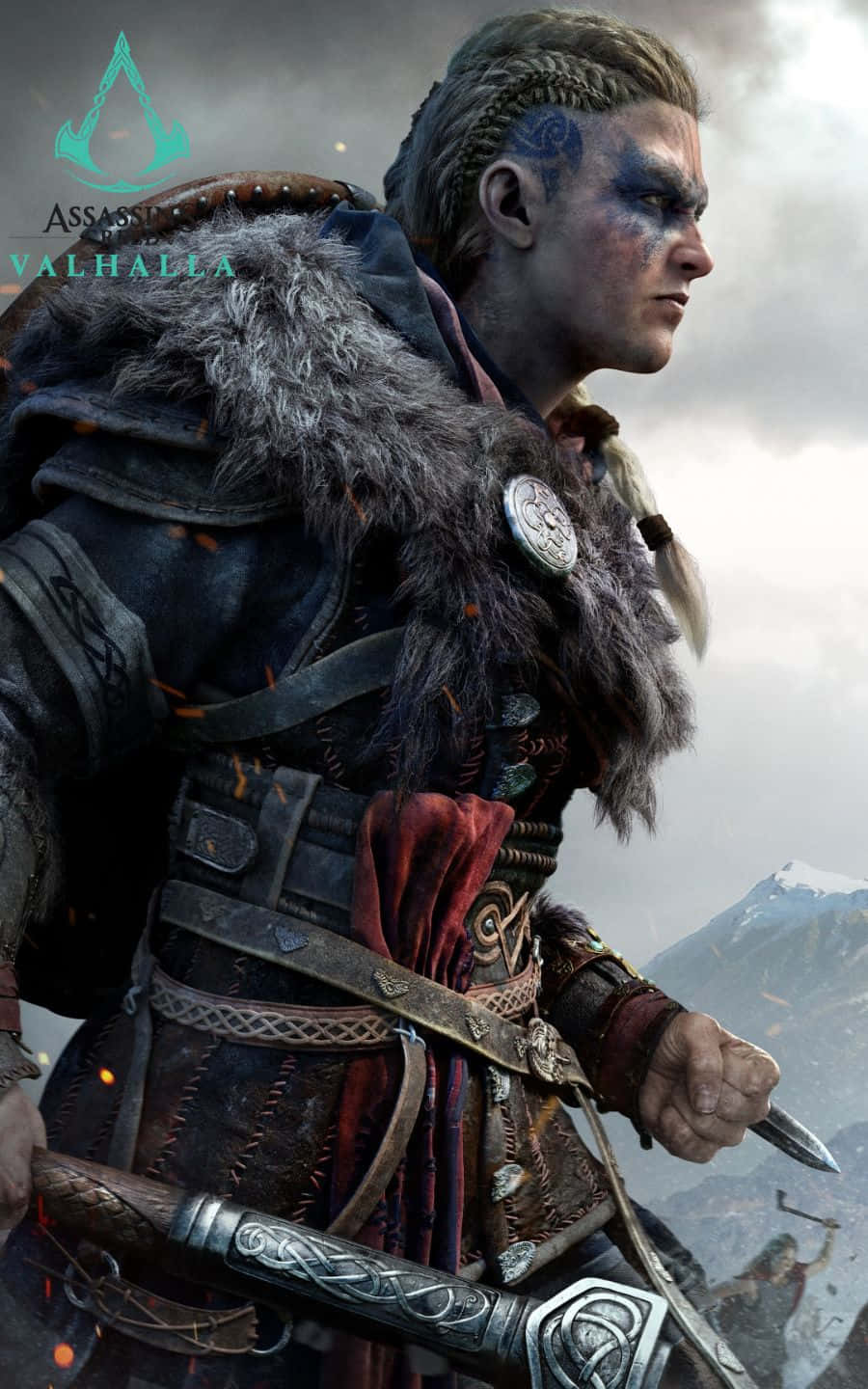 Eivor ด้านข้าง 1440p Assassin's Creed Valhalla พื้นหลัง วอลเปเปอร์