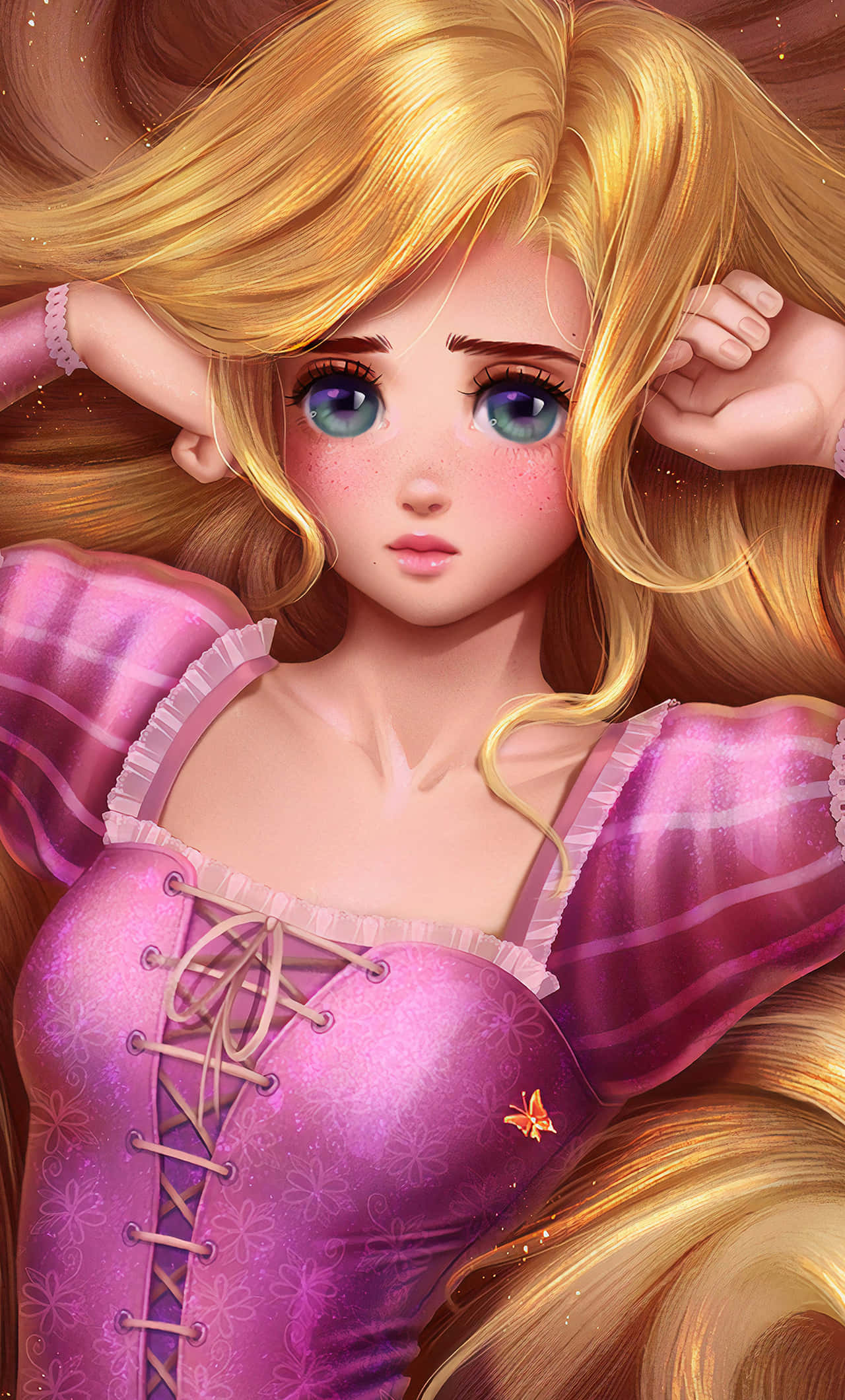 ภาพวาดสุด enchanting ของราพันเซลมองจากหอคอย วอลเปเปอร์