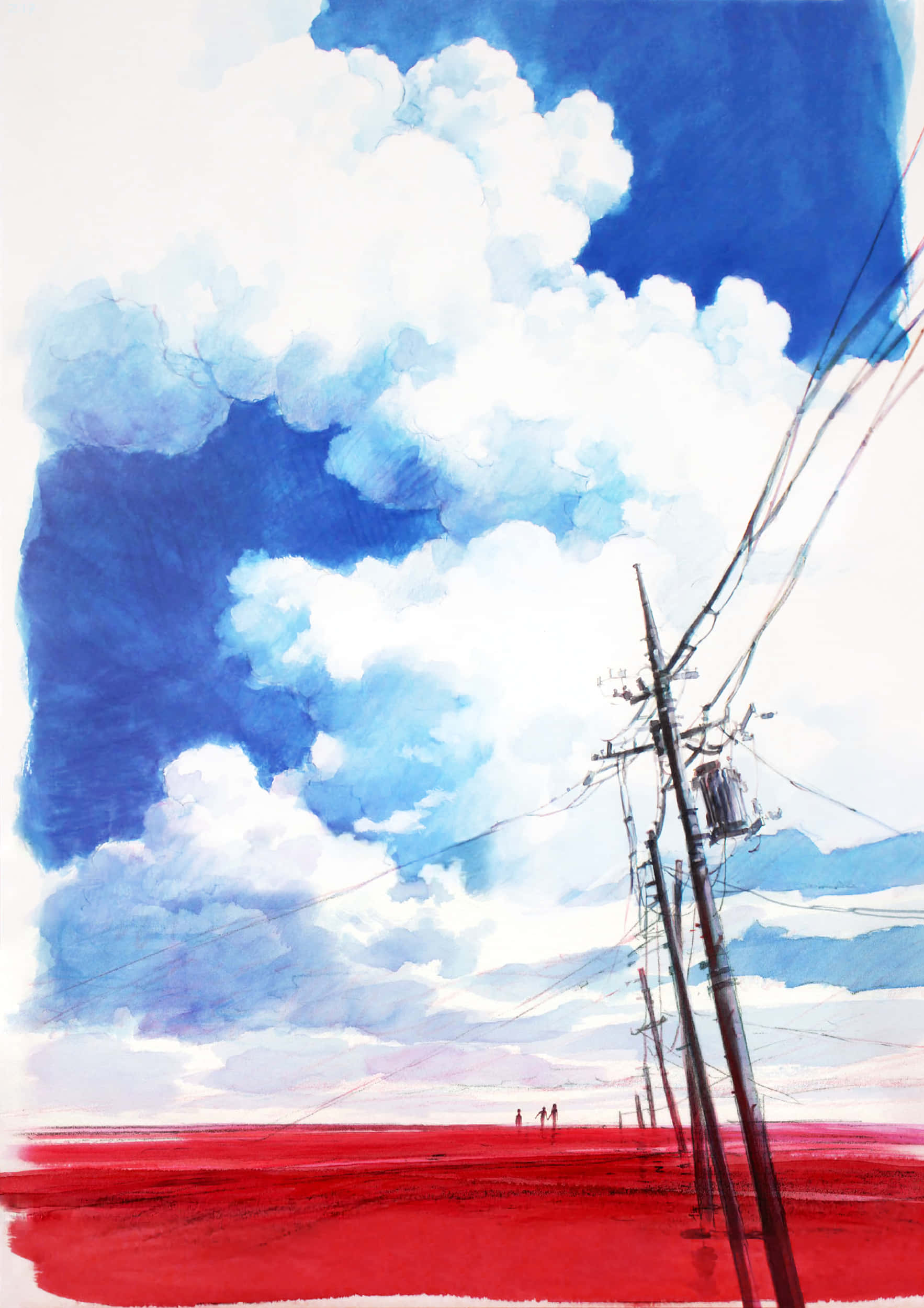 Evangelion 30 10 เสาในน้ำท่วมสีแดง วอลเปเปอร์