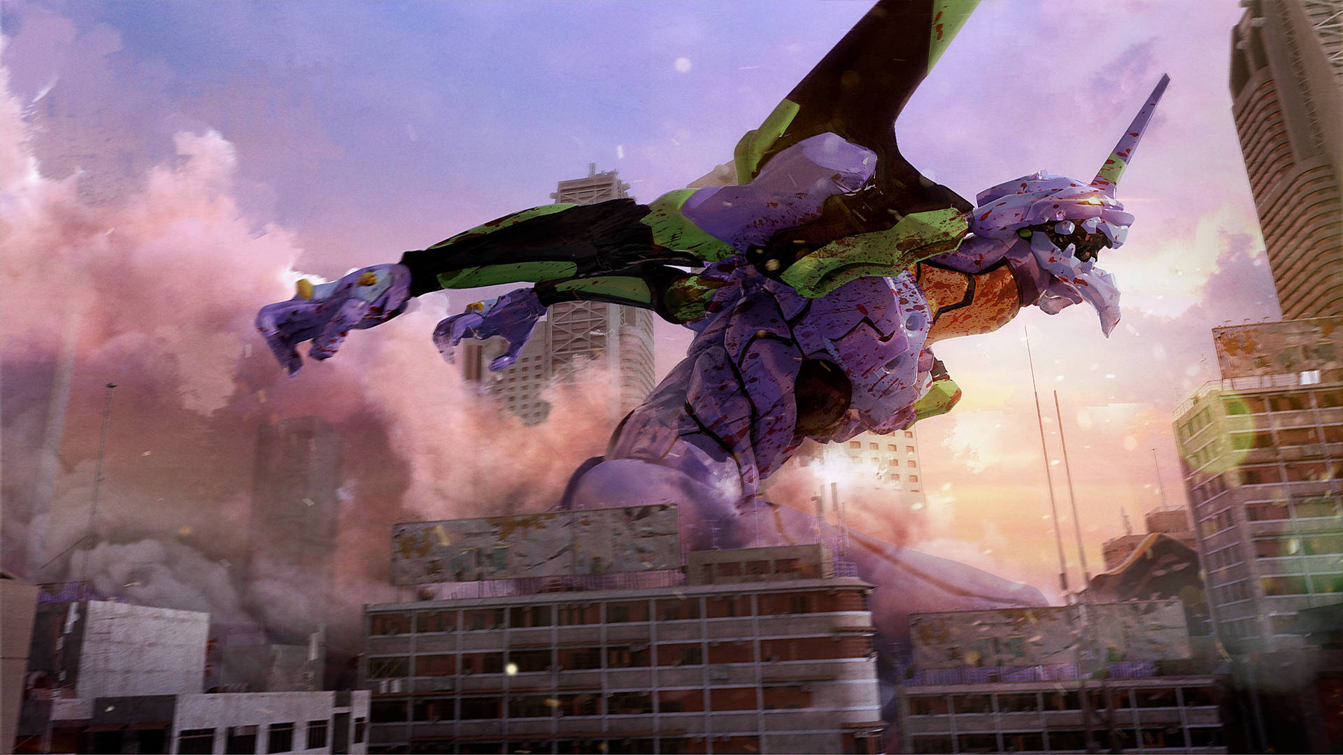 Evangelion 4K Unit-01 อาละวาด — อนิเมะเท่ๆ GIF วอลเปเปอร์