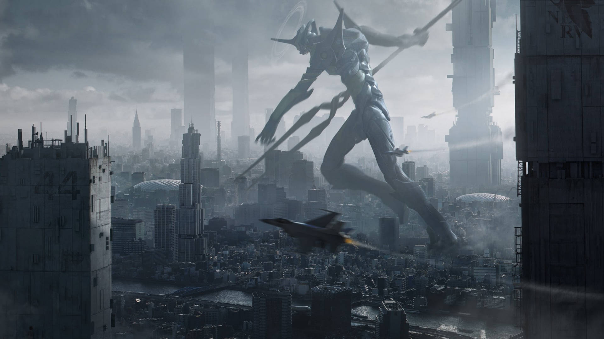Evangelion 4K เมืองที่เงียบสงบ — อนิเมะเท่ๆ GIF วอลเปเปอร์