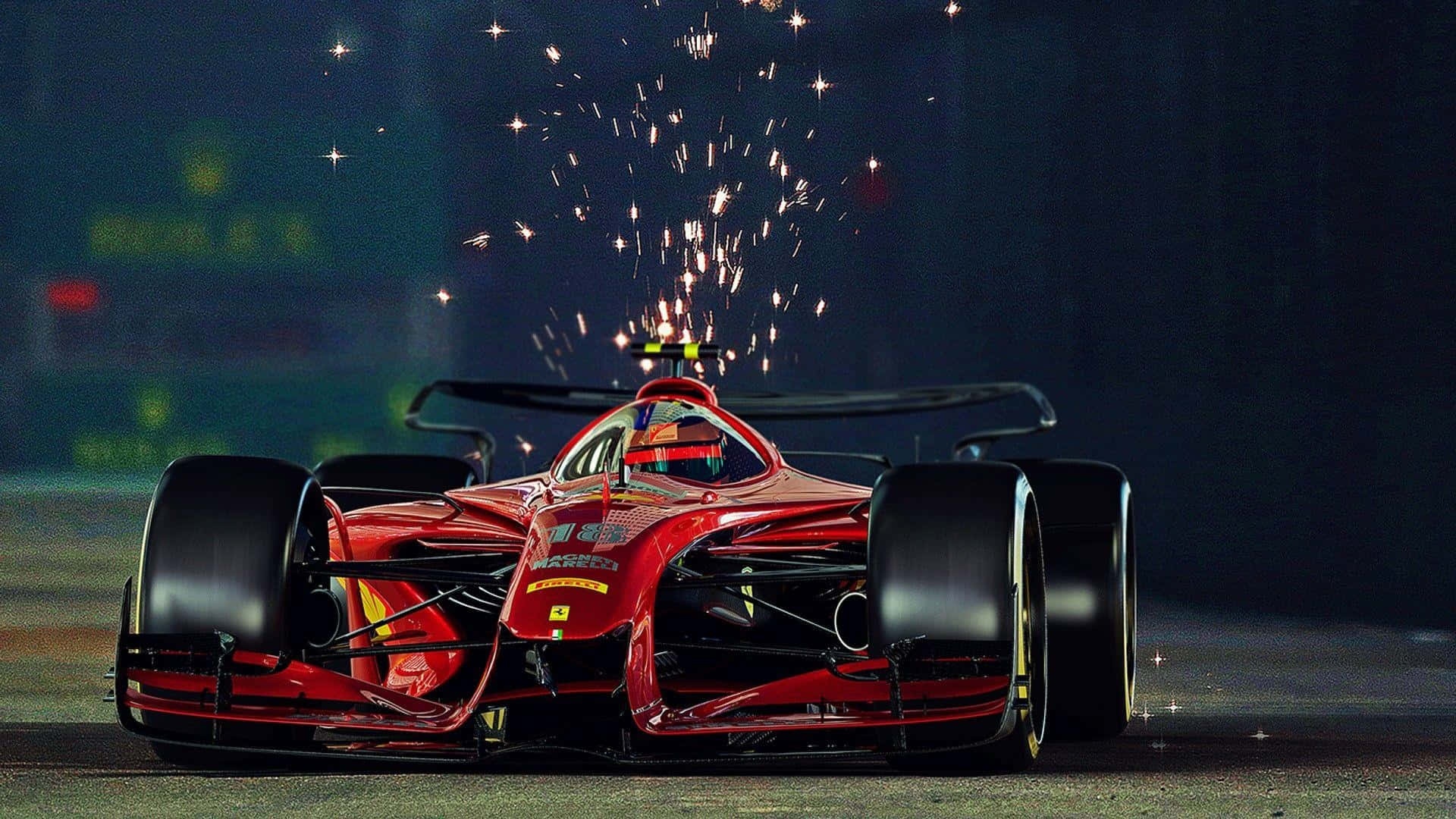 รถแข่งสีแดงประกายไฟจากเกม F1 วอลเปเปอร์