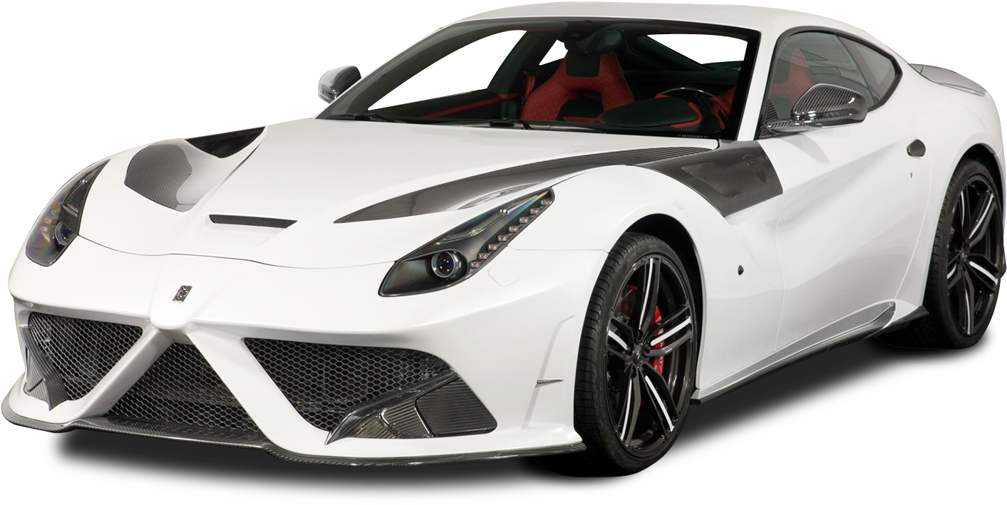 รถสปอร์ต Ferrari สีขาวแยกพื้นหลัง วอลเปเปอร์