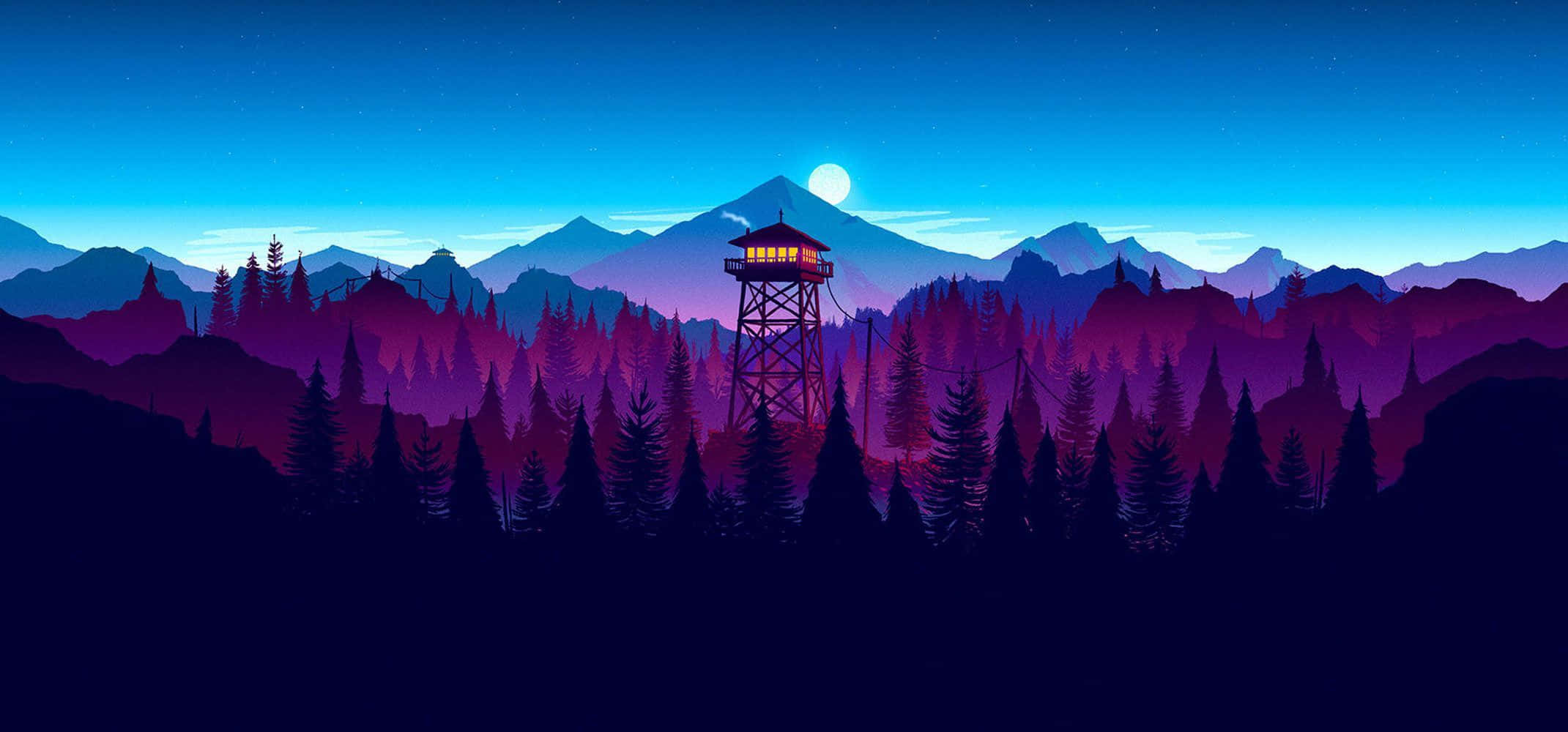 พื้นหลังมอนิเตอร์ยอดเยี่ยมจากเกม Firewatch ภูเขา วอลเปเปอร์