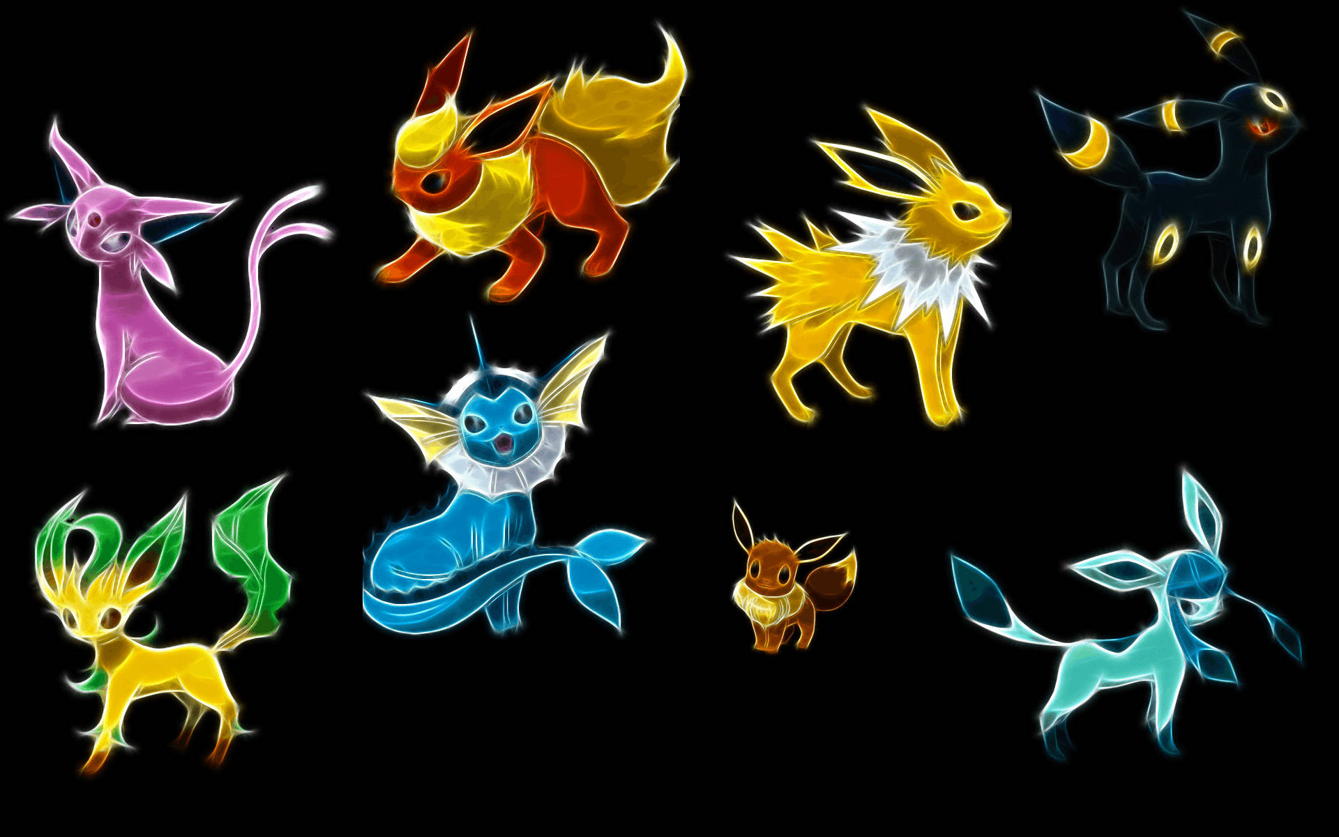 Flareon กับพื้นหลังสีดำของโปเกมอน วอลเปเปอร์