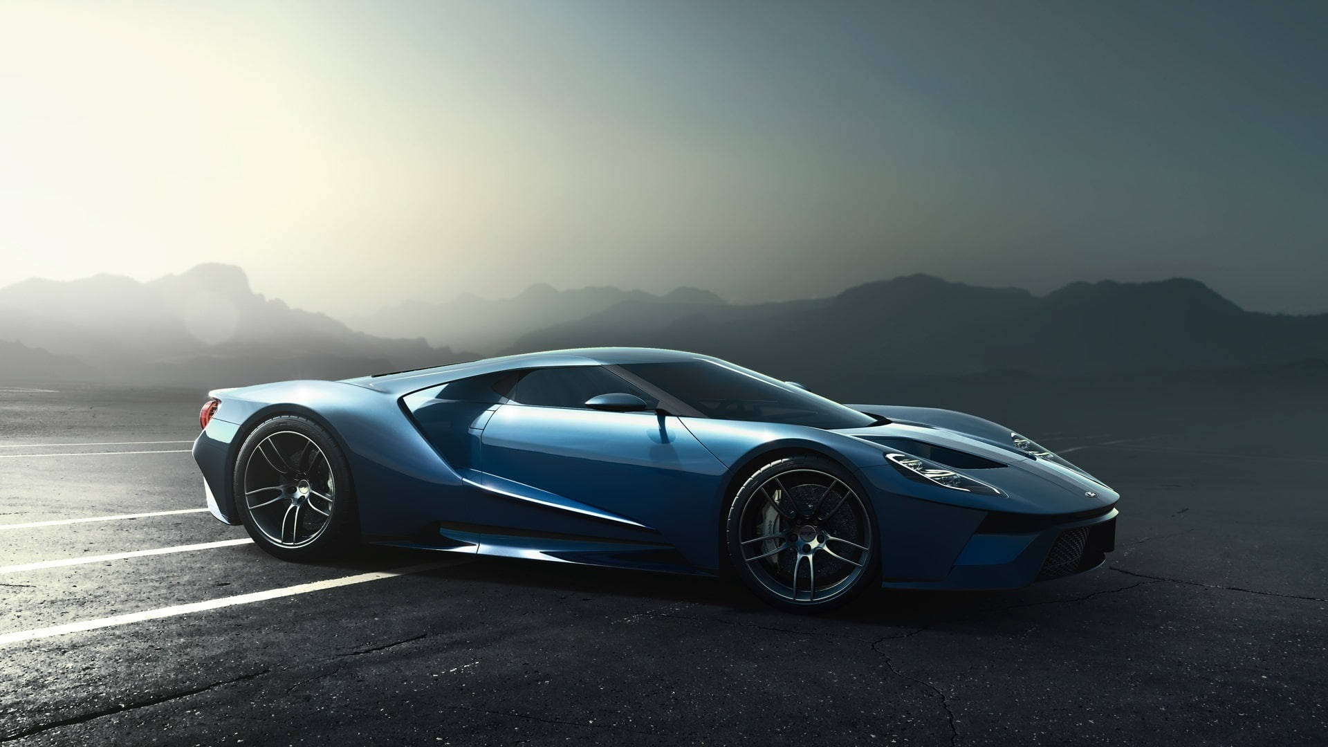รถสปอร์ต Ford GT สีฟ้าคราม วอลเปเปอร์