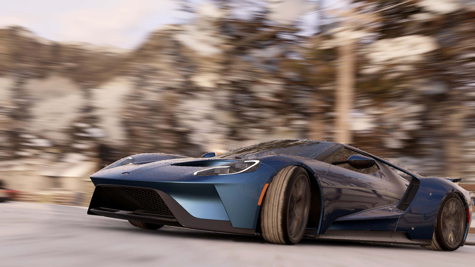 พื้นหลังรถ Ford GT สีน้ำเงินจาก Project Cars ความละเอียดสูง วอลเปเปอร์