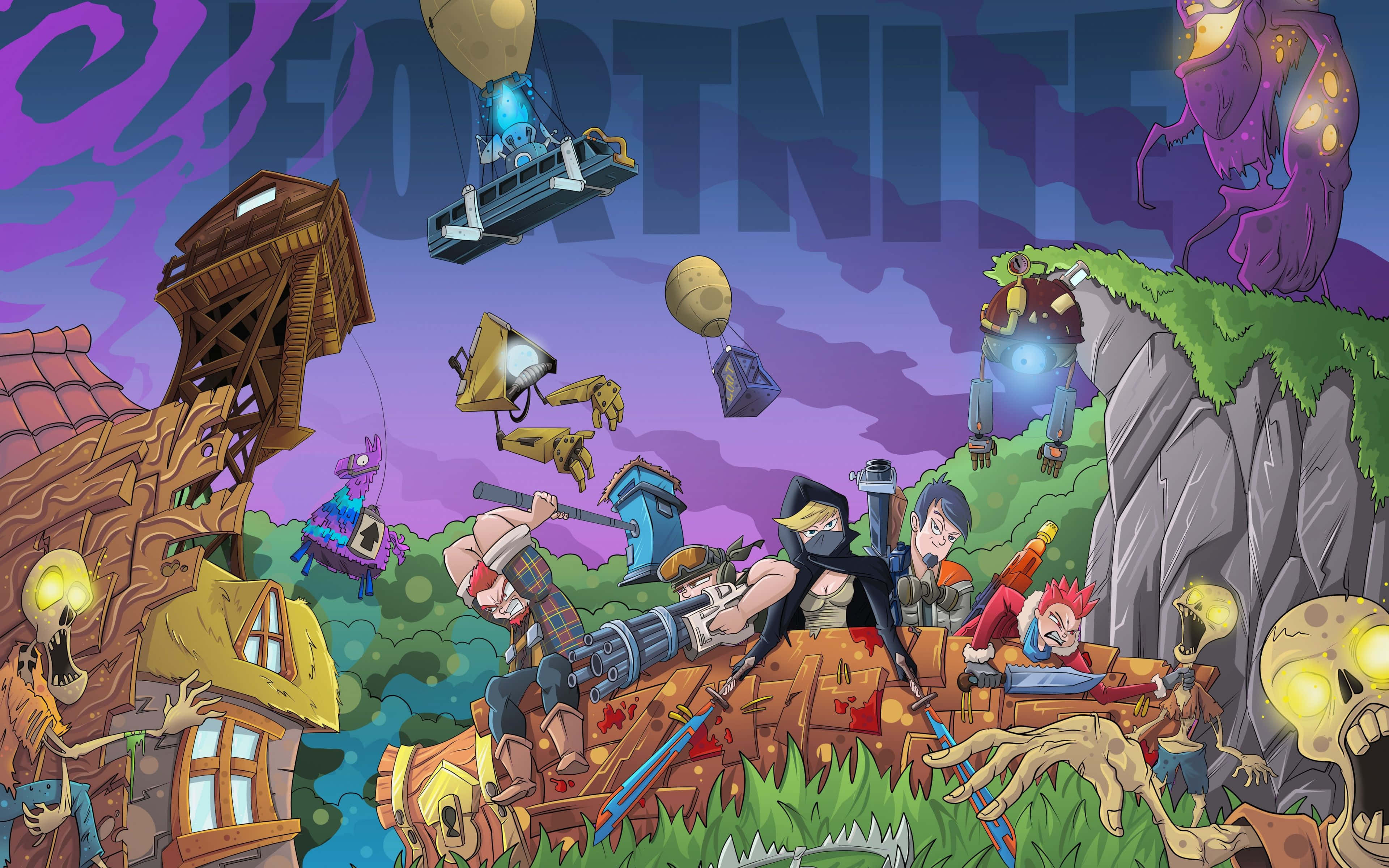 พื้นหลัง Fortnite สุดเท่ วอลเปเปอร์
