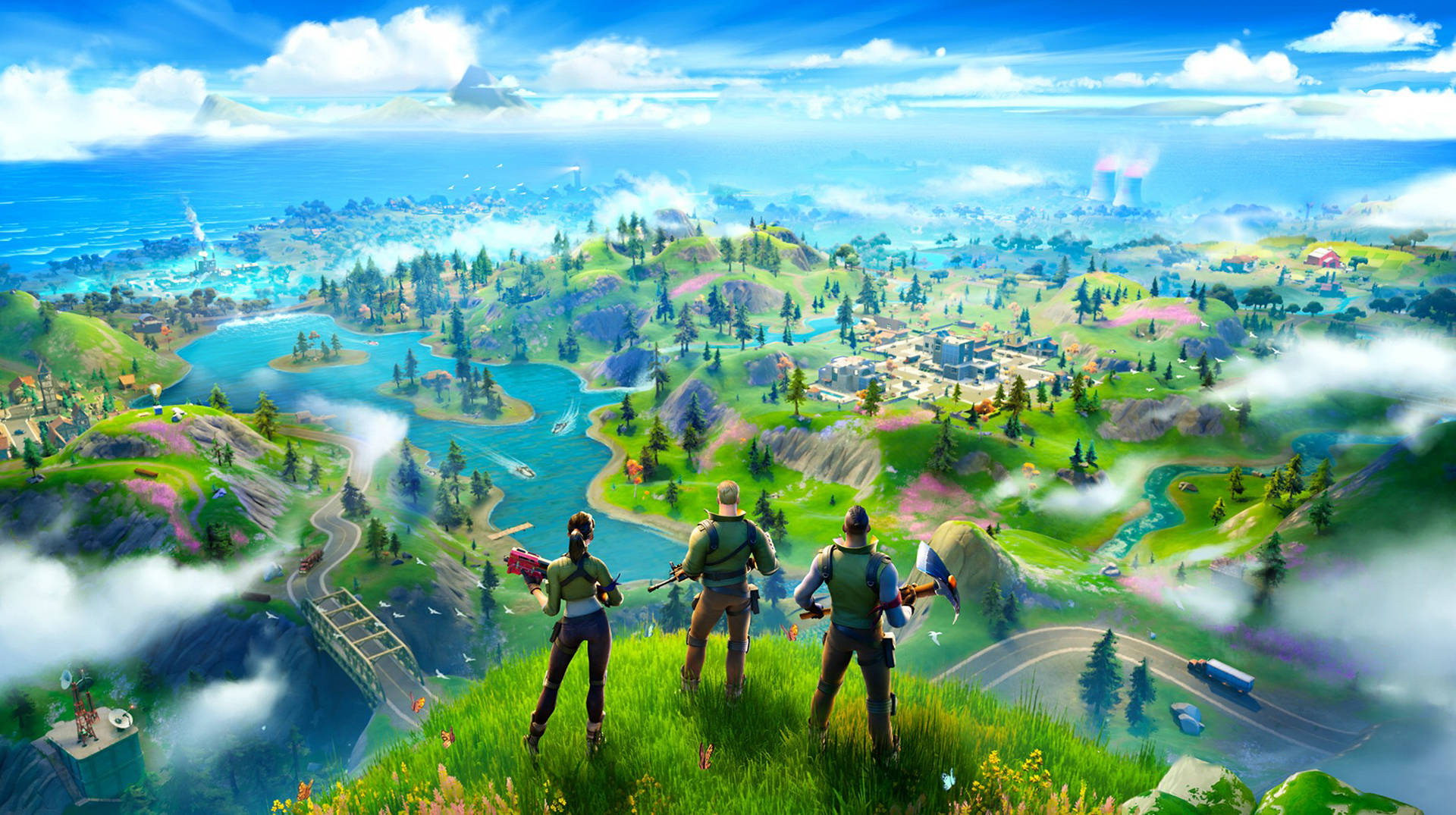 แผนที่เกม Fortnite Battle Royale บนเดสก์ท็อป วอลเปเปอร์