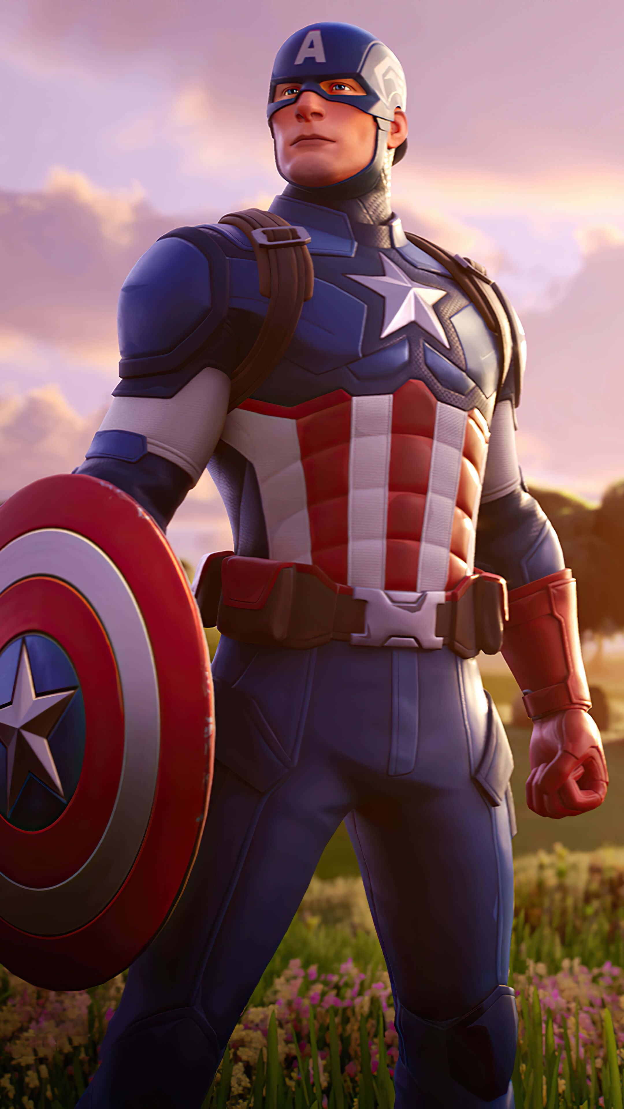 พื้นหลังตัวละครกัปตันอเมริกาในFortnite วอลเปเปอร์