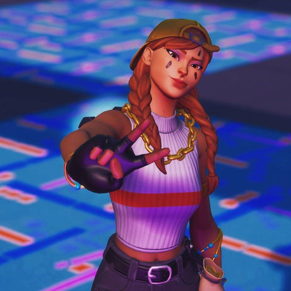 Fortnite PFP ลายออร่าทำสัญลักษณ์สันติภาพสุดเท่ วอลเปเปอร์
