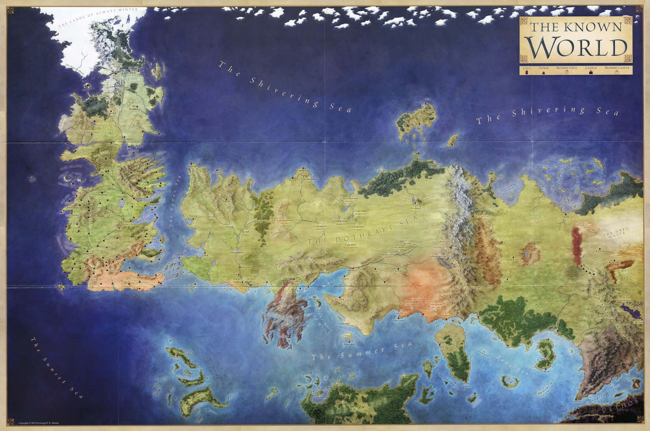 แผนที่โลกที่รู้จักใน Game of Thrones วอลเปเปอร์