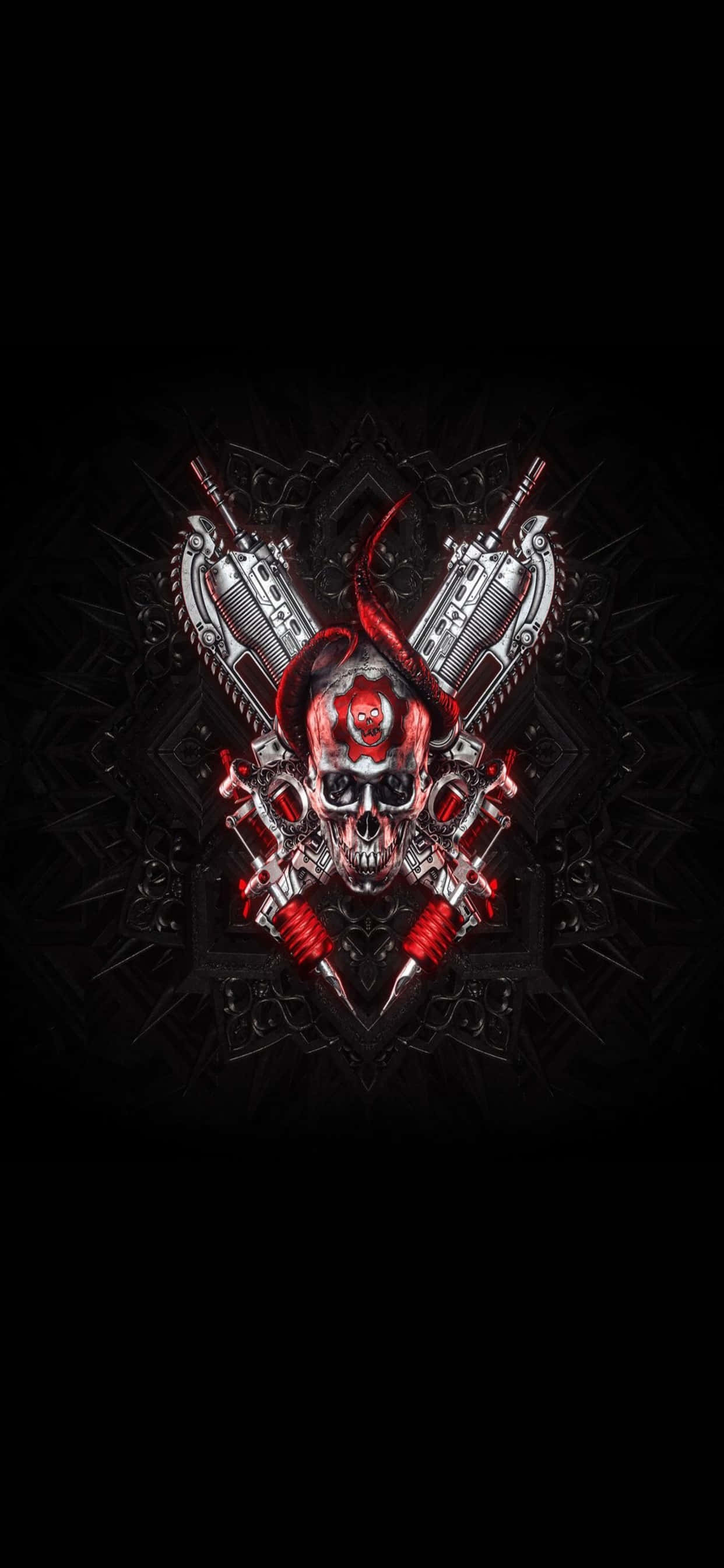 พื้นหลังโลโก้สมมาตรของ Gears of War 5 สำหรับ iPhone XS Max วอลเปเปอร์